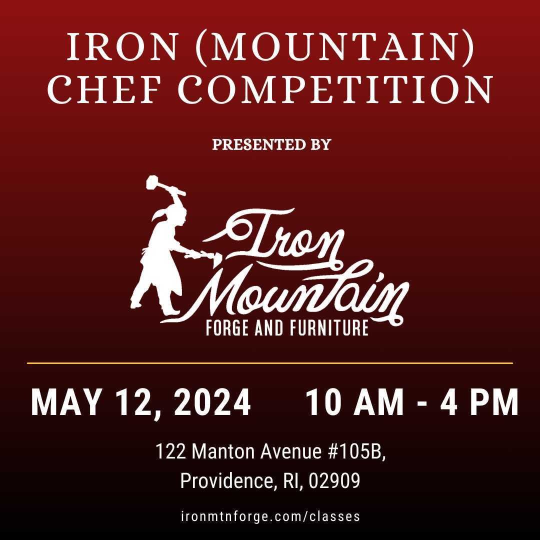 Next month we're hosting the ultimate Iron Mountain Chef BBQ Competition! Participants in the class will be forging your own grill tools (steak turner, spatula, and bottle opener) and using them in the ultimate backyard BBQ showdown! Come hungry, and