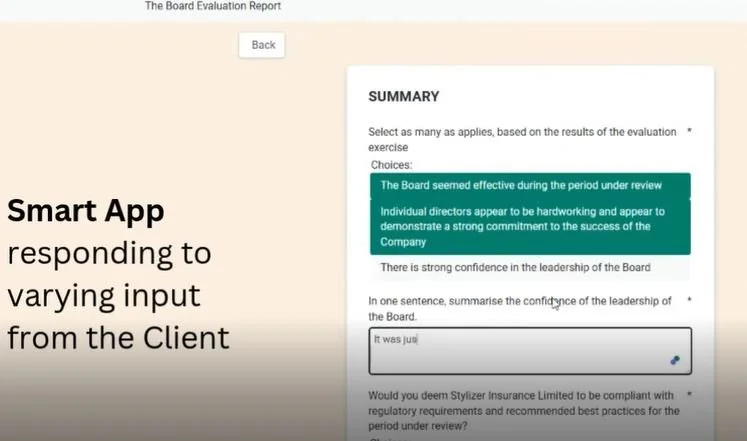 Automation of a Board Evaluation report for the Company Secretarial Team