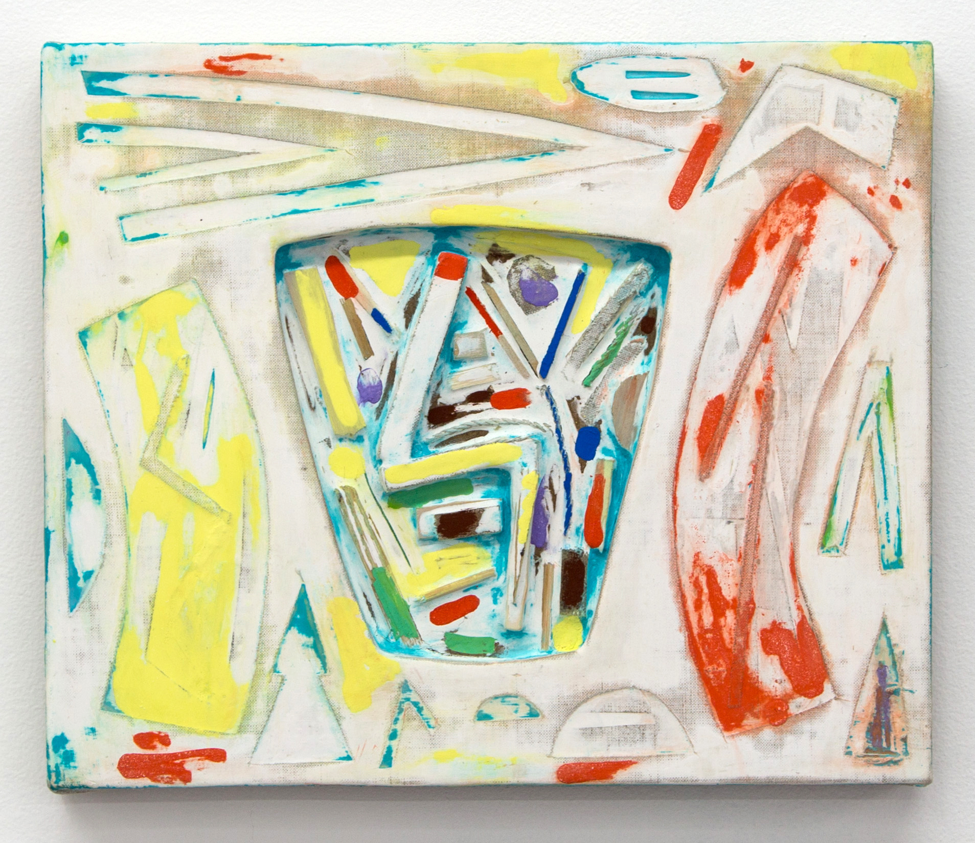 Basin , 2016 distemper, string, wood on masonite and linen wrapped panel 11 x 13 in 