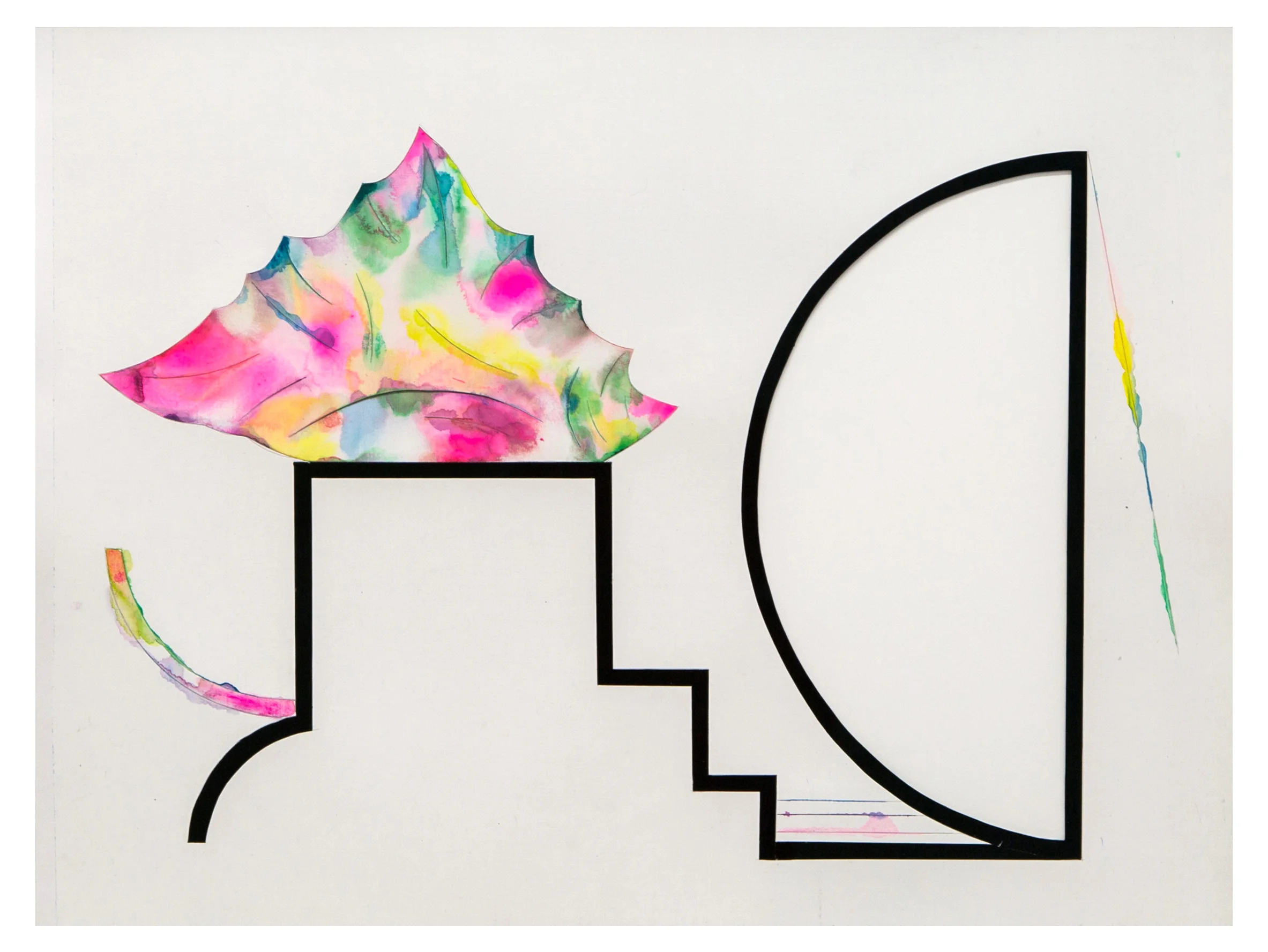 Untitled , 2016 watercolor, flashe, kozo paper, wheat paste and gesso on Strathmore paper 18-1/2 x 23-1/4 in