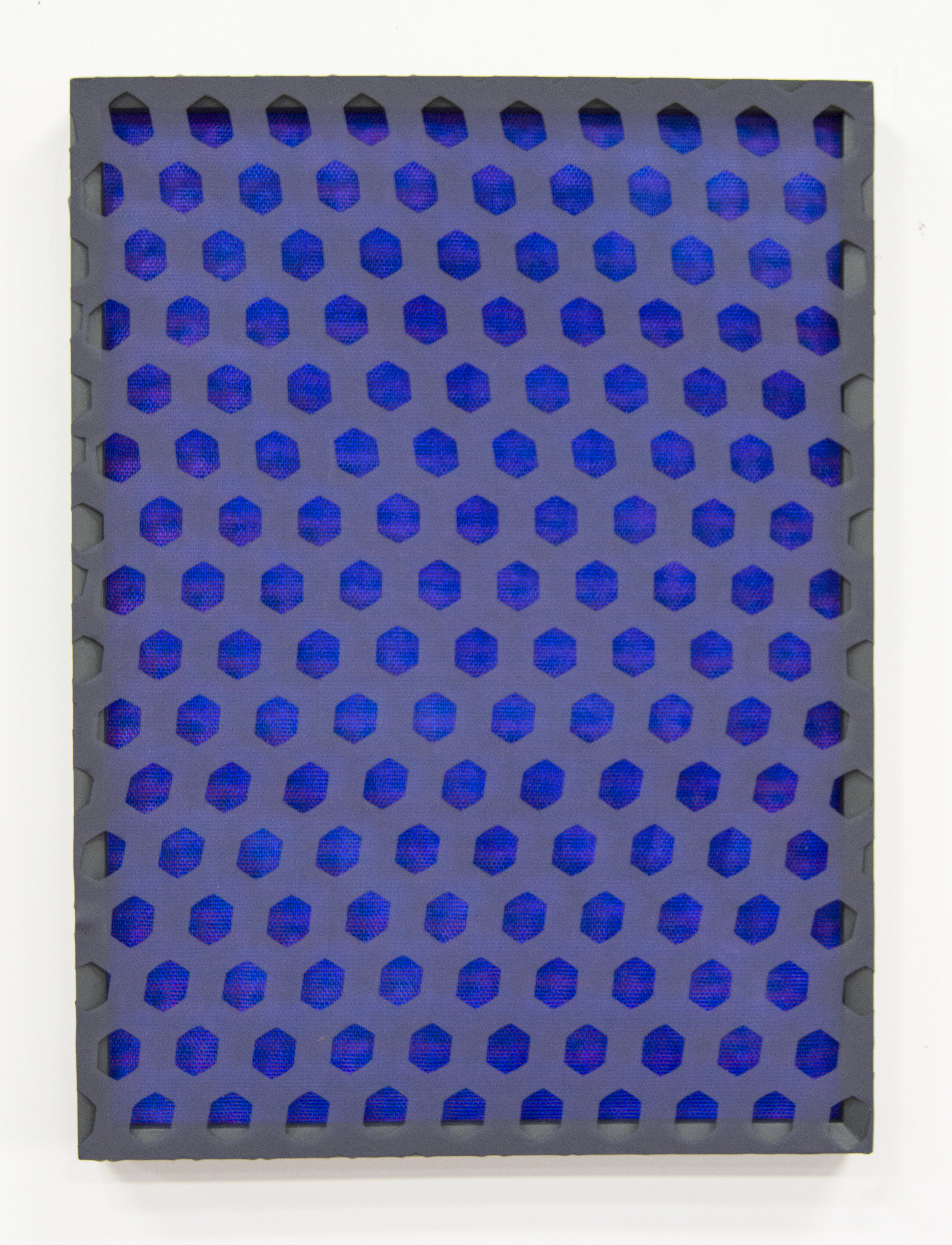 Ultraviolet Scope , 2016 laser-cut chiffon, acrylic on PVC mesh, and painted wooden frames 27 x 20 x 1-1/2 in