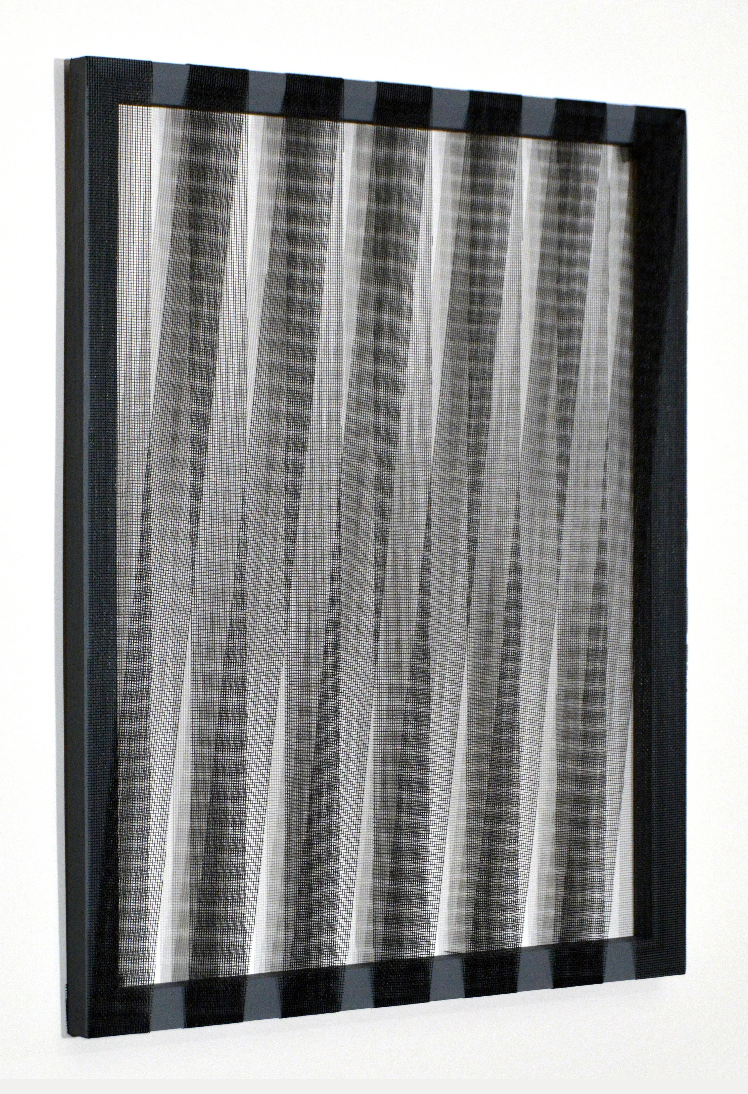 Interference Screen, 2016cut nylon screen and painted wooden frame18 x 14 x 1 in