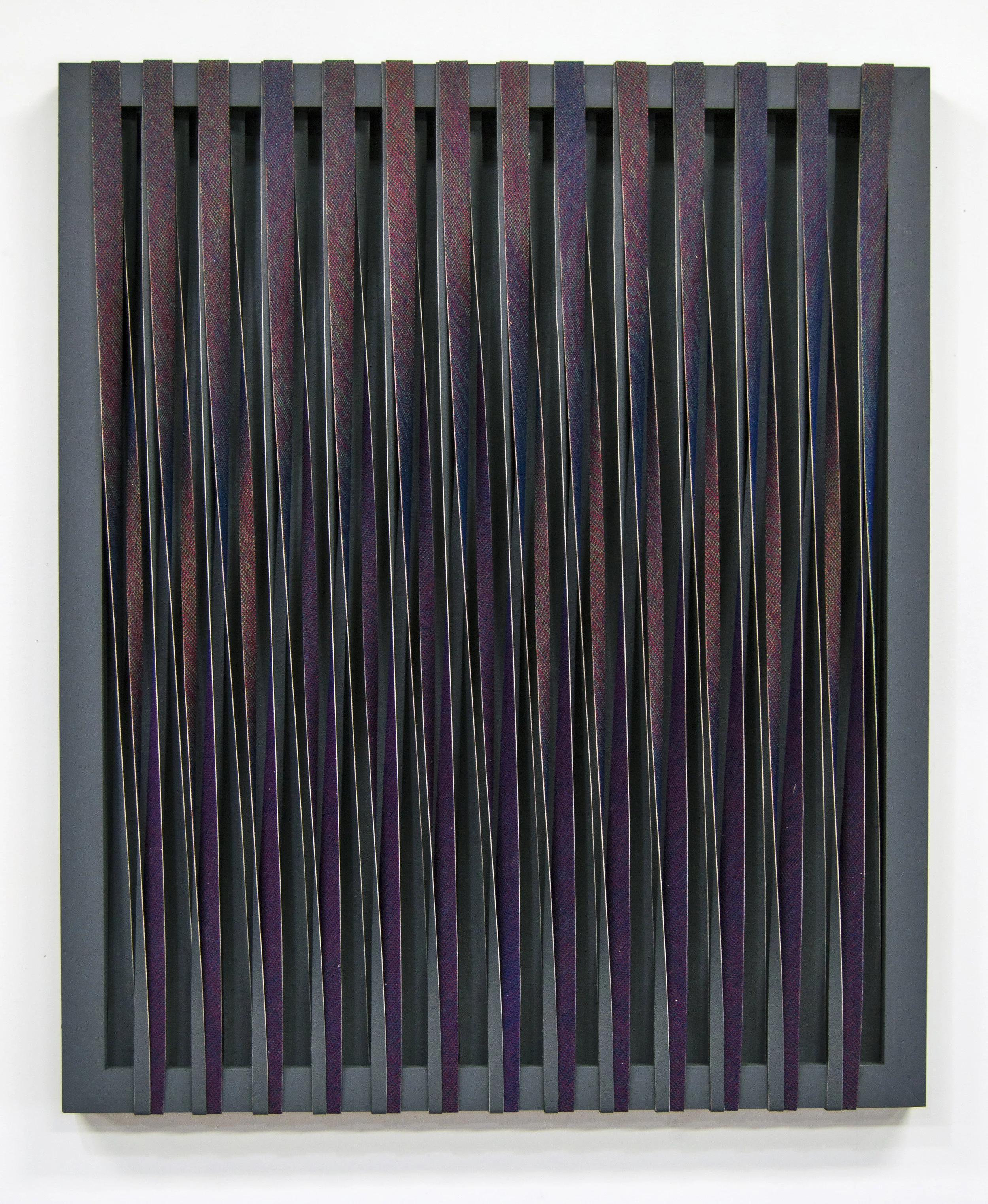 Structural Color, 2017hand-dyed scrim and acrylic on cut canvas,stretched over painted wooden frame36 x 30 in