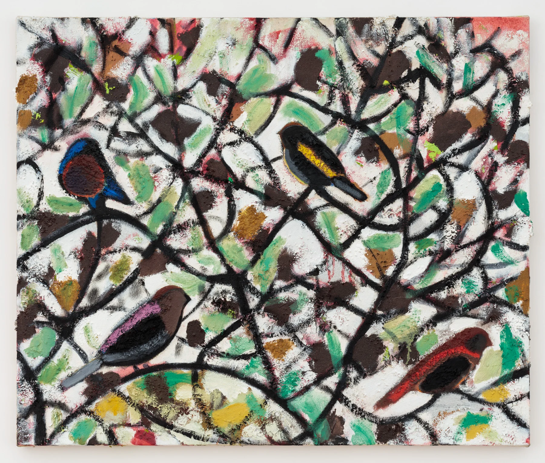 Four Birds , 2015-2017 oil, acrylic and sand on canvas 20 x 24 in