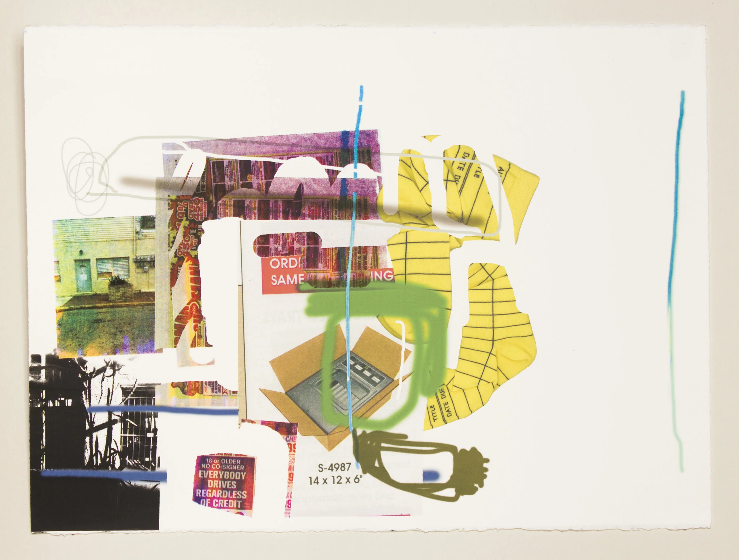 Everything in the Left Corner, But the Blue Line , 2017 ed. 1/4 pigment print/screenprint 25 x 33 in