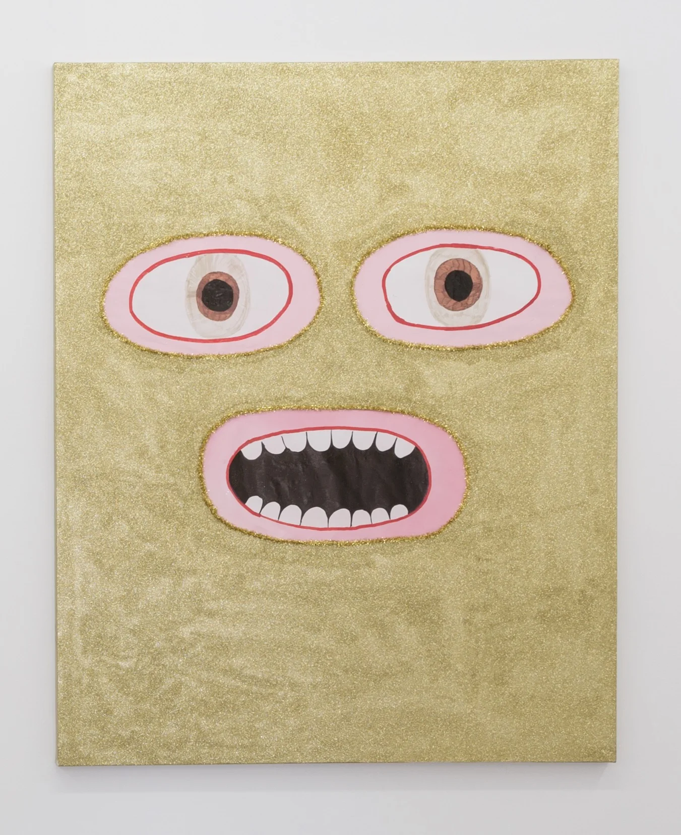Never Forget II , 2019 glitter, paper, and mixed media on canvas 5 x 4 ft