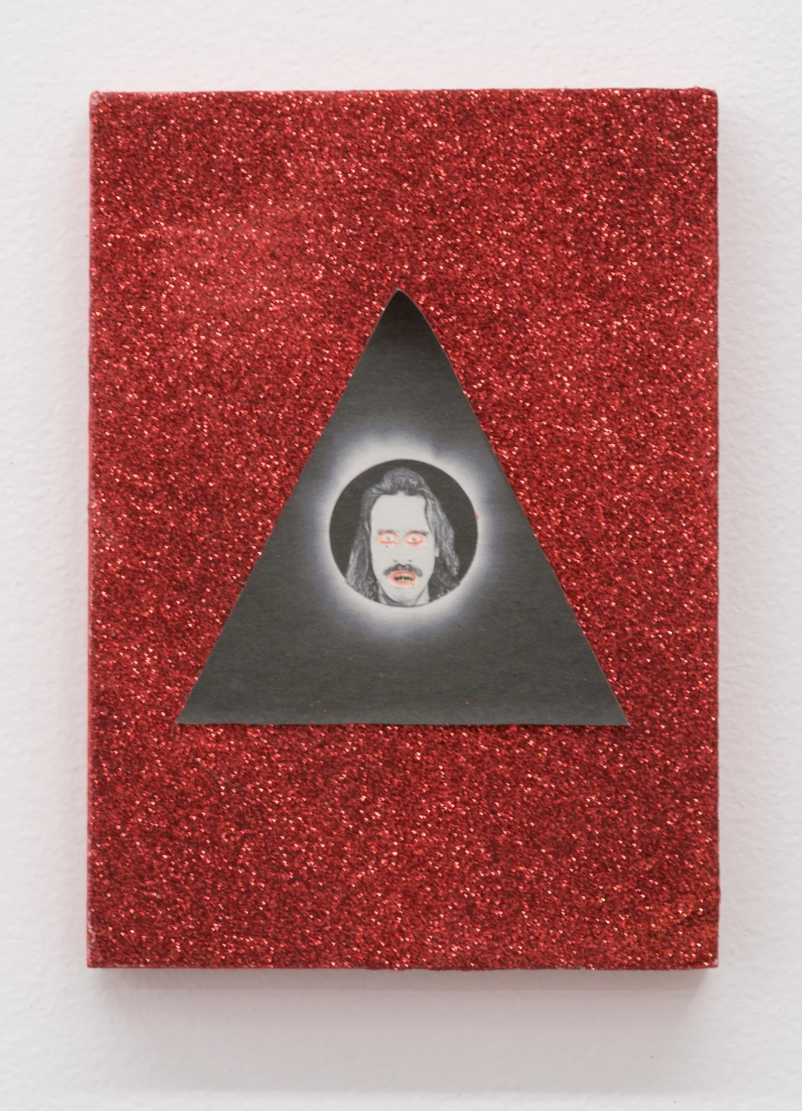 The Story of Slim Dad Body VII (The Reign of Slim Dead Body Begins, Long Live Slim Dead Body) , 2019 glitter, tinsel, and mixed media on panel 7 x 5 in