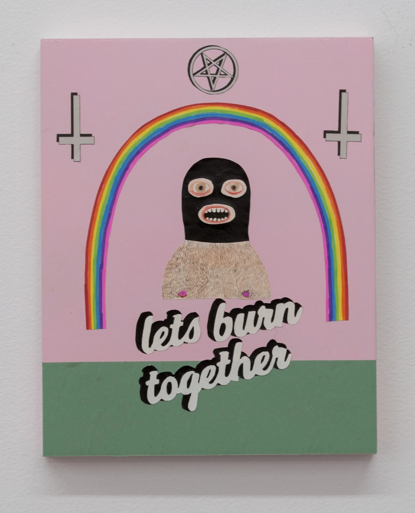 And Feeeeeeeeeeel Alright , 2019 mixed media on panel 10 x 8 in