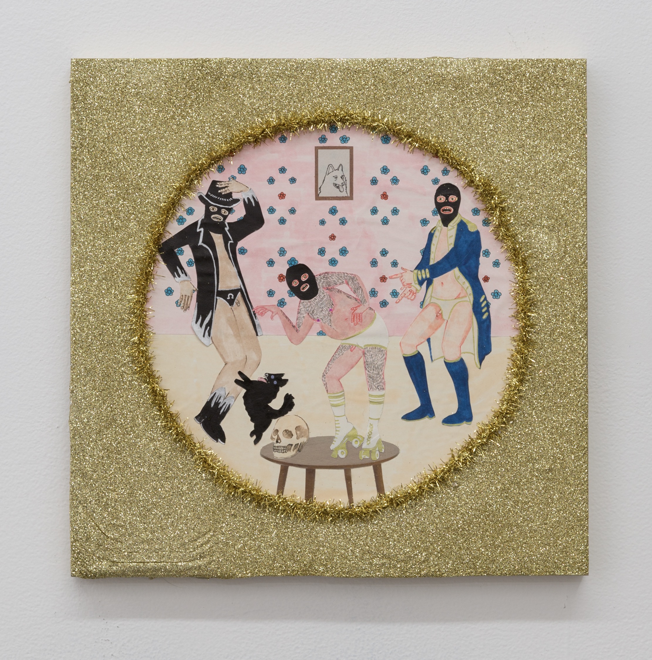 Best Friends IV (Dance Break) , 2019 glitter, tinsel, and mixed media on panel 12 x 12 in