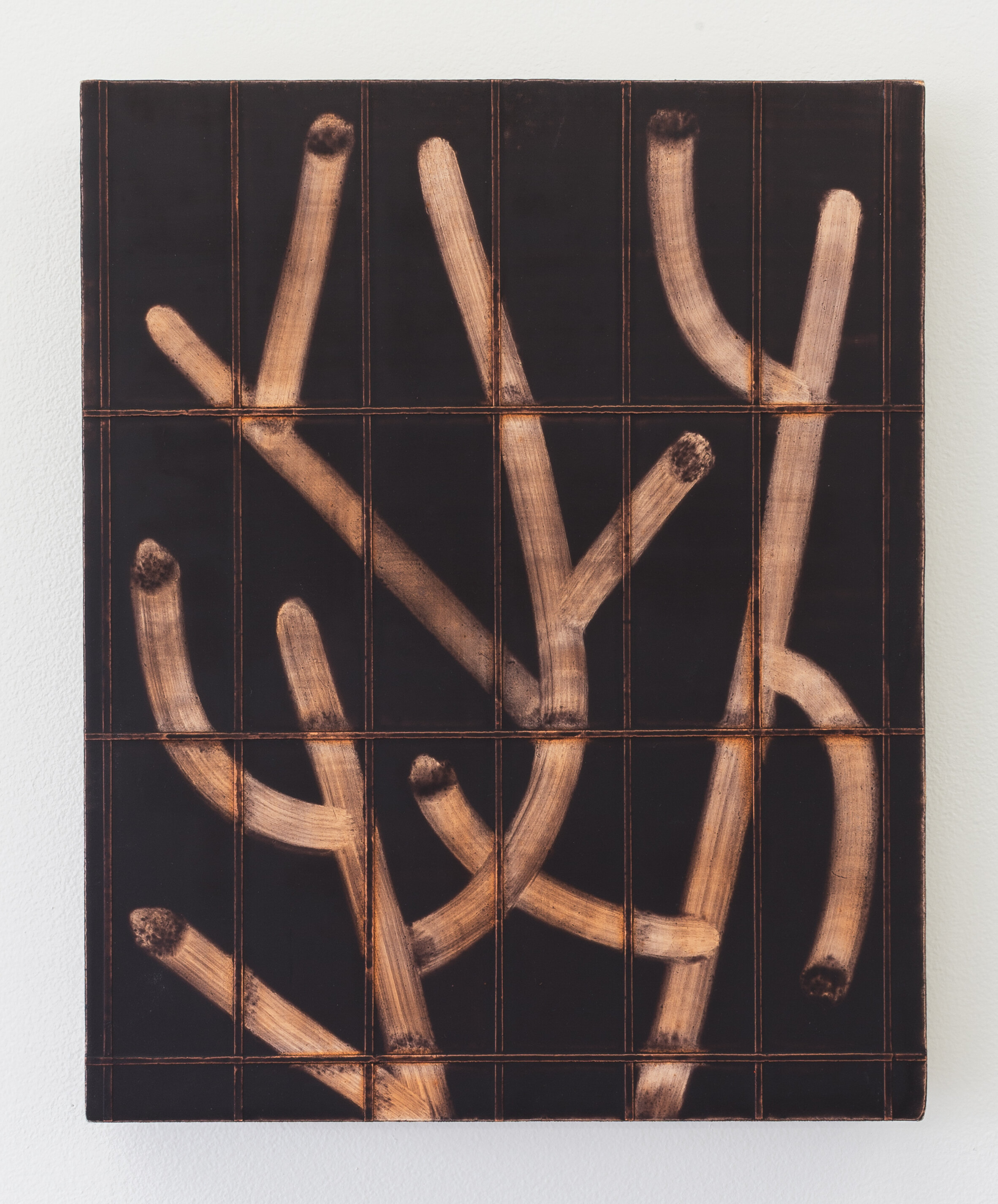 Rust , 2018 oil and acrylic on linen wrapped panel 16 x 13 in