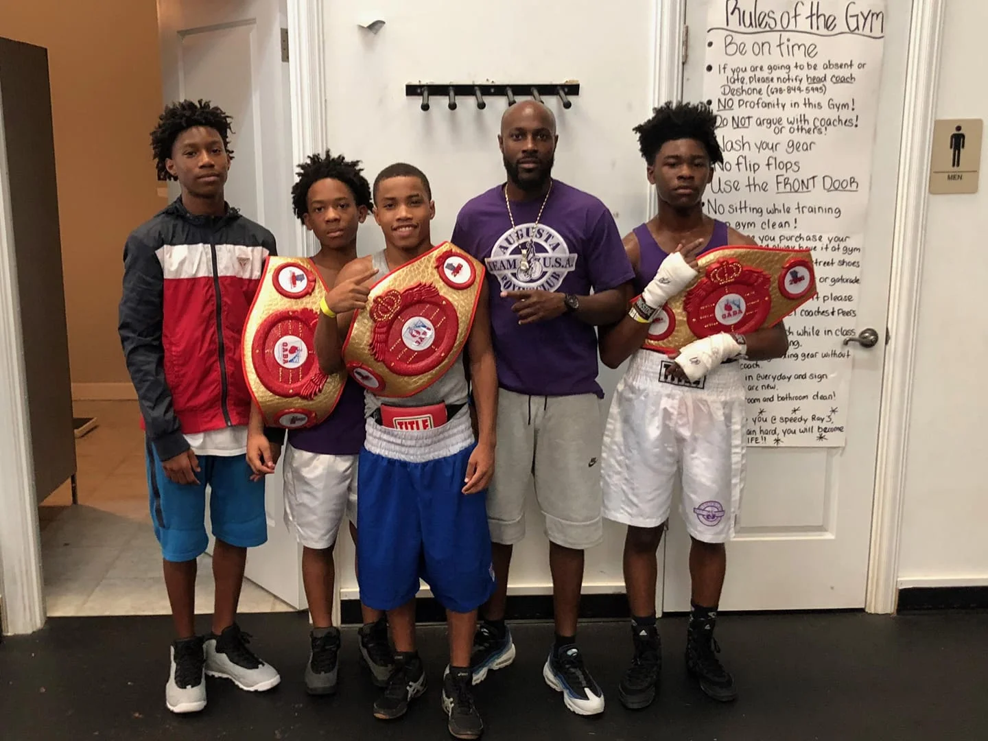 From Left to right: Rayonta “RJ” Whitfield, Jr, Denota Daniels, Jamel Robinson, Jr, Rayonta “Ray” Whitfield, Sr., and Brian Blake August 19, 2018