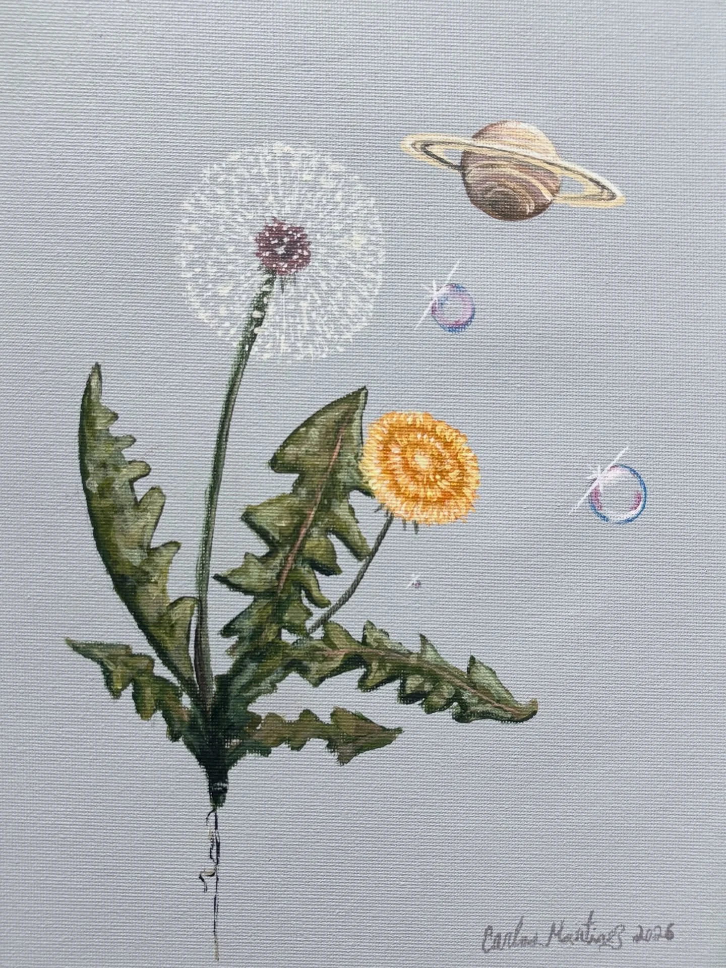 In Bloom and Then Some 2026. 🪐8 x 12 inches. 
Acrylic on canvas. 

#painting #Surrealism #seattleartist