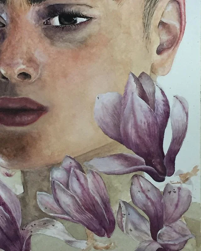 An old #wip that has me feeling rather stuck 👂🏽 .
.
.
.
.
.
.
.

#watercolor #painting #art #magnolia #portrait #portlandartist #portlandart