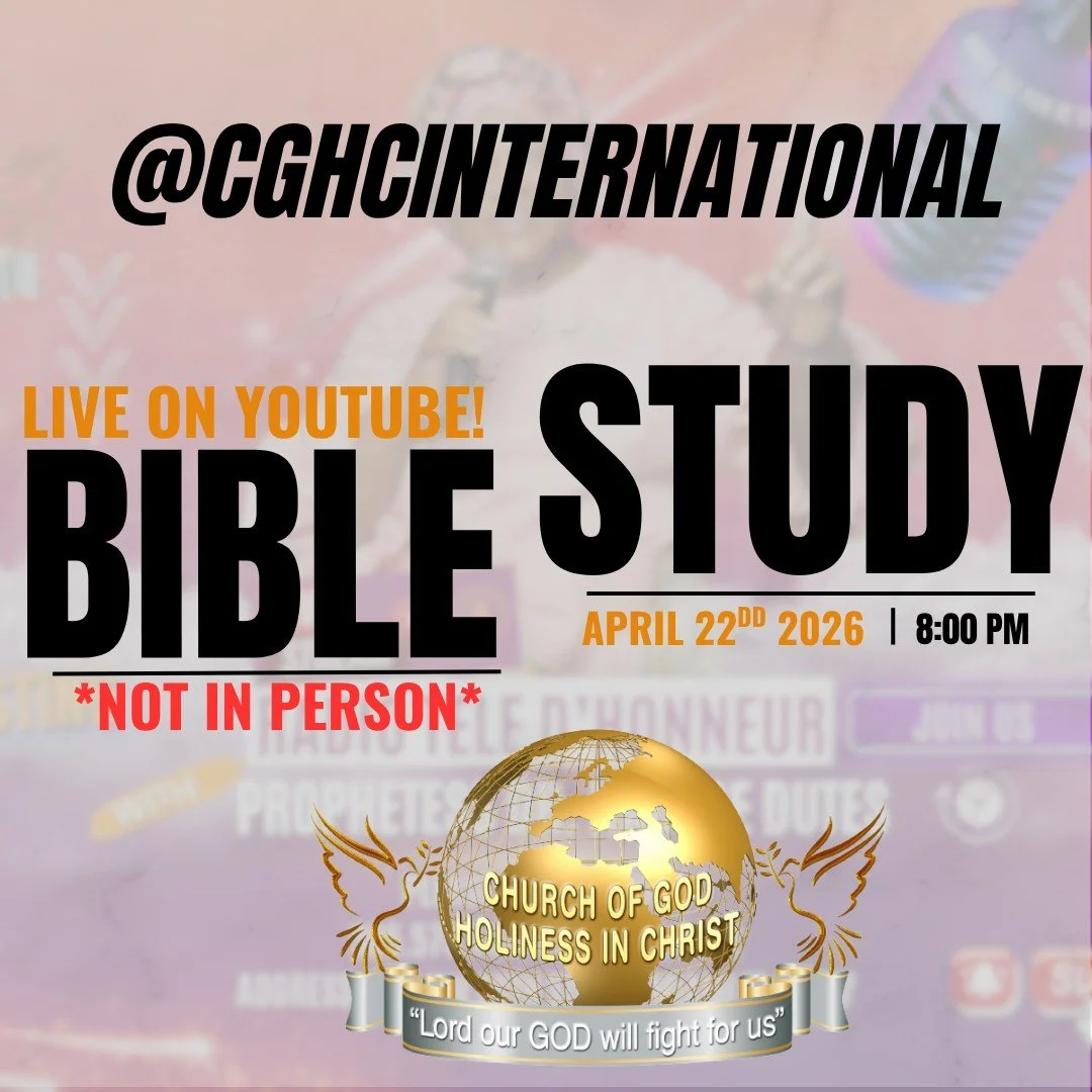 Good Evening CGHC family @cghcinternational ⁨@CGHCINTERNATIONAL ! Tonight&rsquo;s Bible Study will NOT be at the church but live on ⁨@CGHCInternational⁩  at 8PM!!! Click on the link and it will direct you to the live. We apologize for any inconvenien