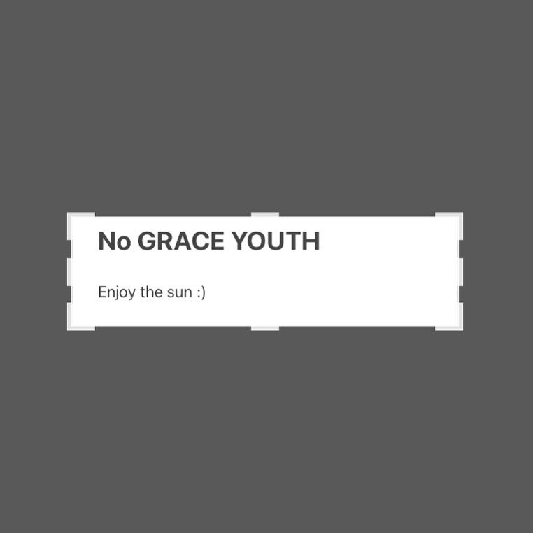 No Grace Youth tonight! See you next week 😁