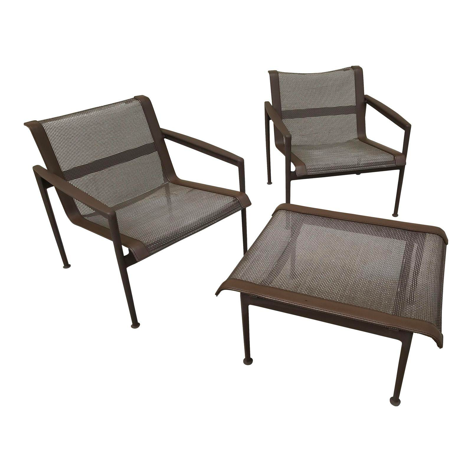 1966 Mid-Century Modern Richard Schultz for Knoll Lounge Chairs and Ottoman - 3 Pieces