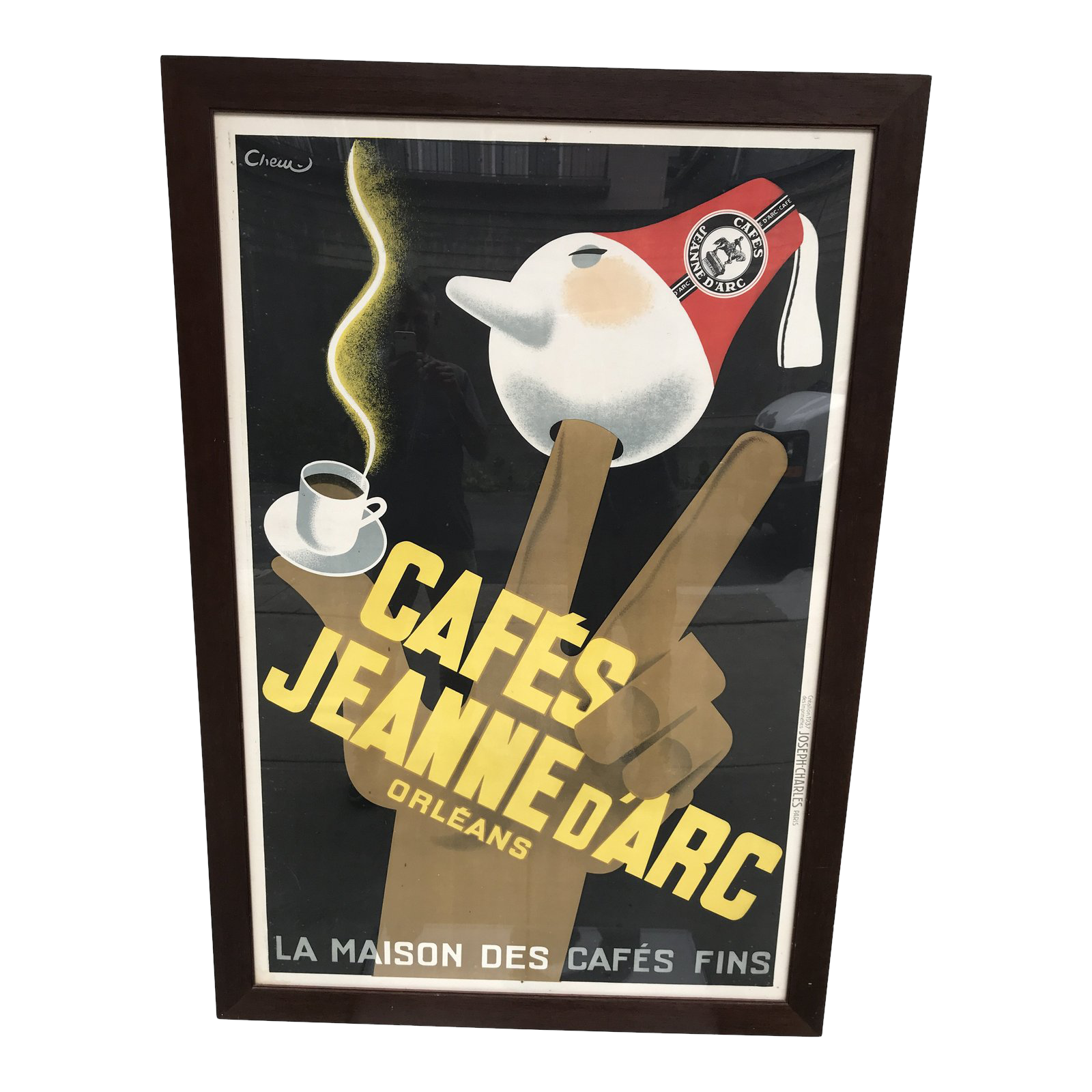 Large Framed Cafes Jeanne d'Arc Serigraph