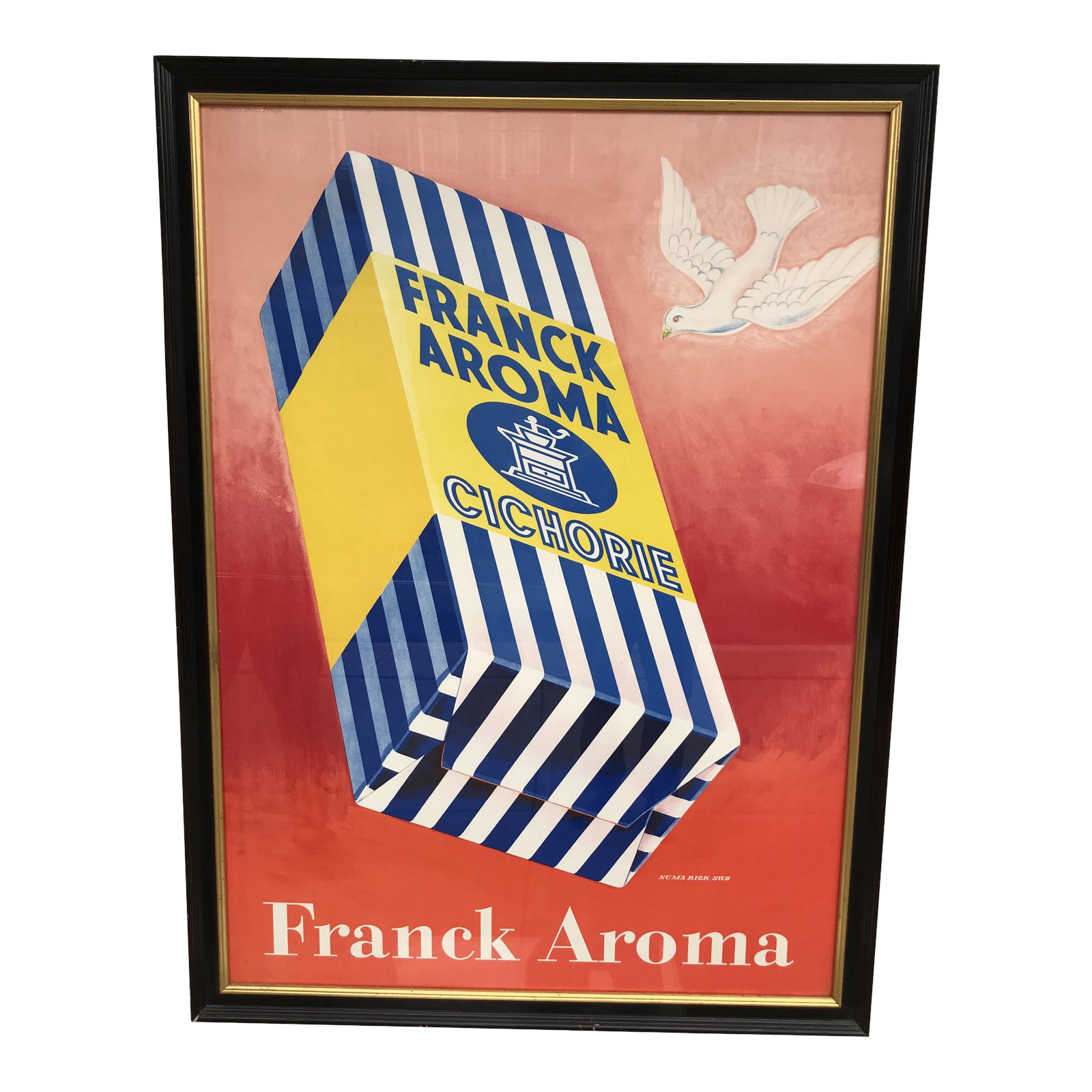 Original Vintage 1946 Frank Aroma Coffee Framed Poster