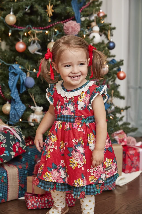 matilda jane jolly holiday dress SSYS The Everly Scallop Trim Puff Sleeve Shift Dress In Red Plaid