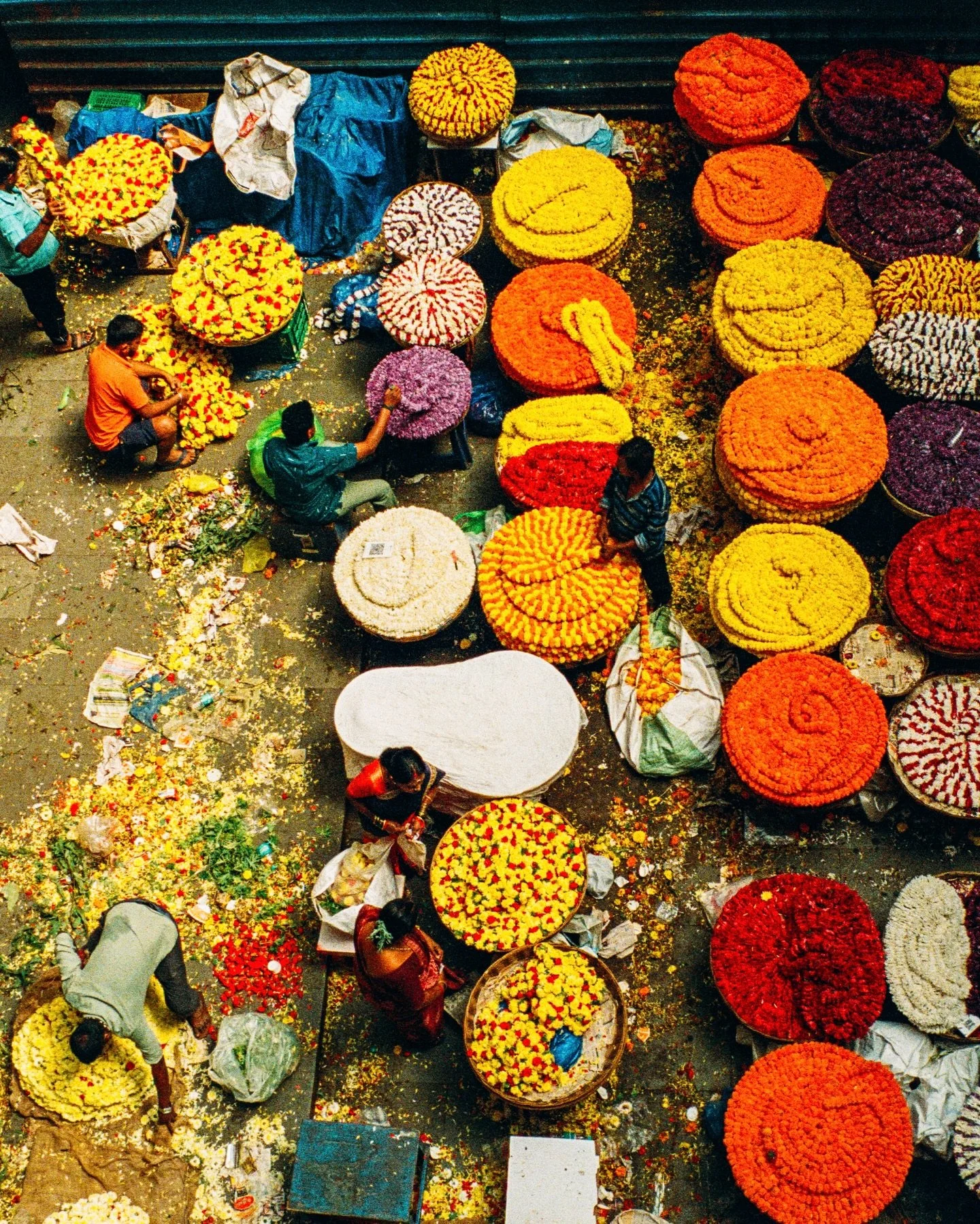 Heavenly smells and sights. Scenes on film from inside the flower section of the KR Market in Bangalore. 

I love a market. I&rsquo;m a market man. The scale of KR Market always amazes me. The flowers, especially. This time, I found myself drawn even