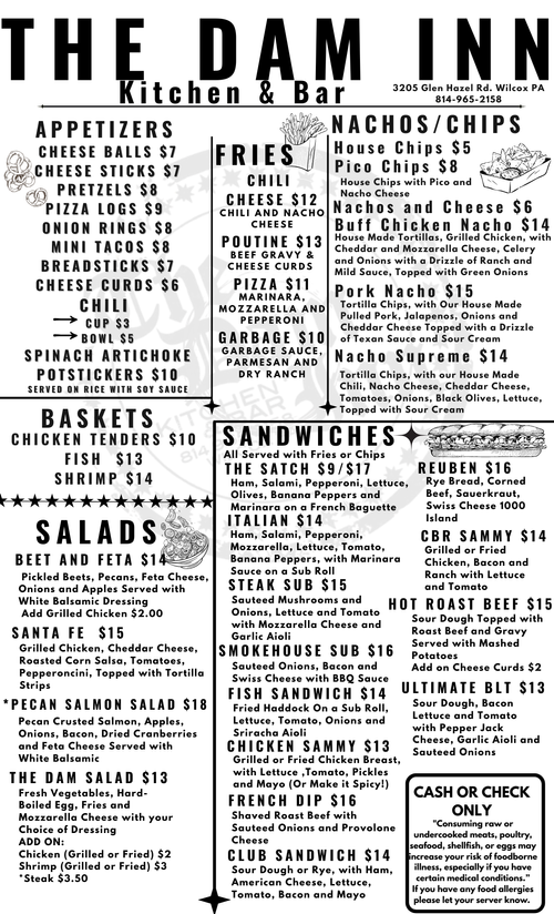 Menu — The Dam Inn