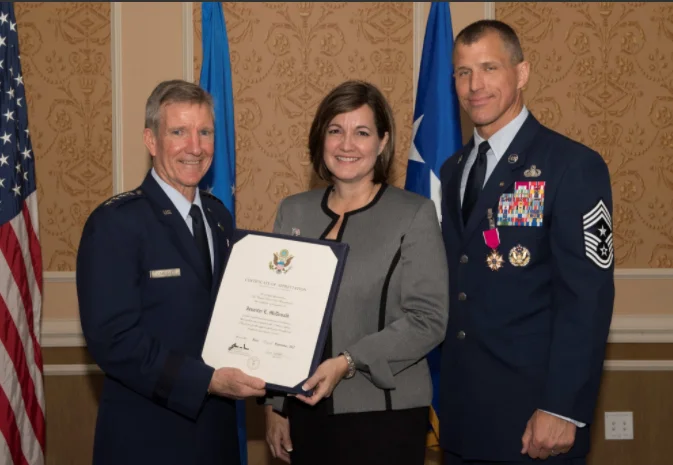 Receiving my military spouse certificate of appreciation. So special! 