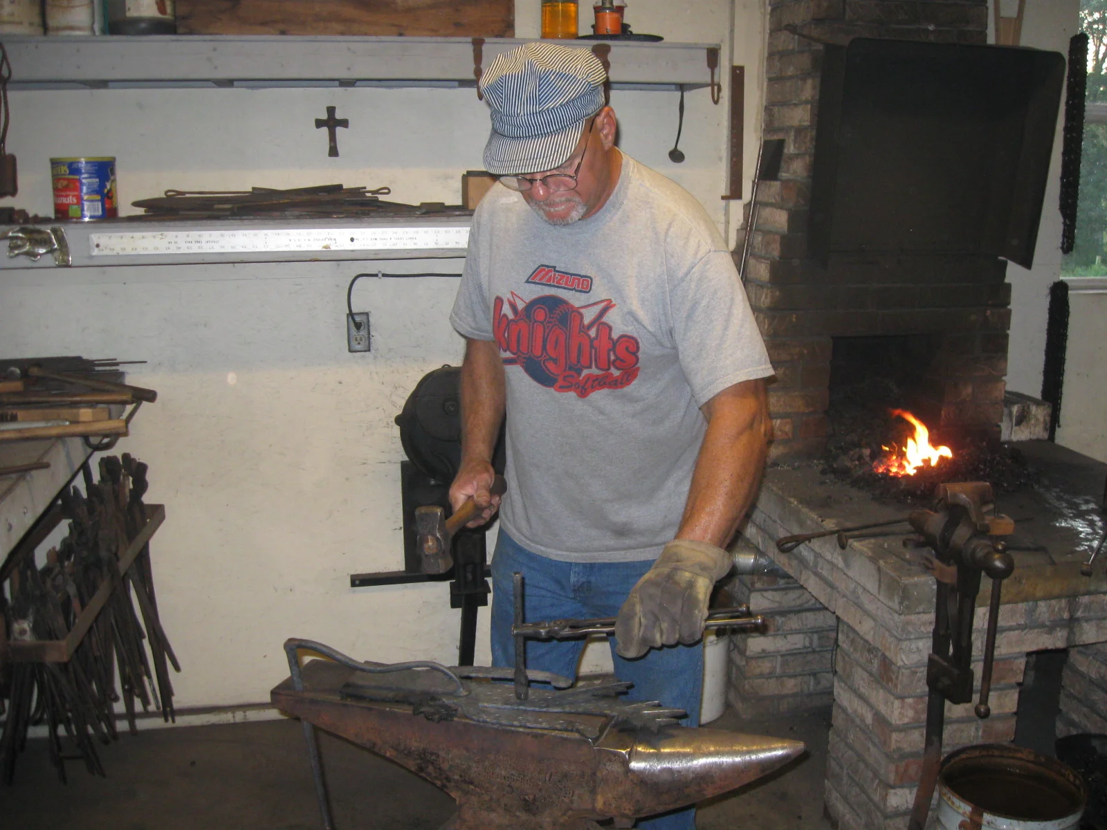 John adorning a Old Timbers hinge with tooling