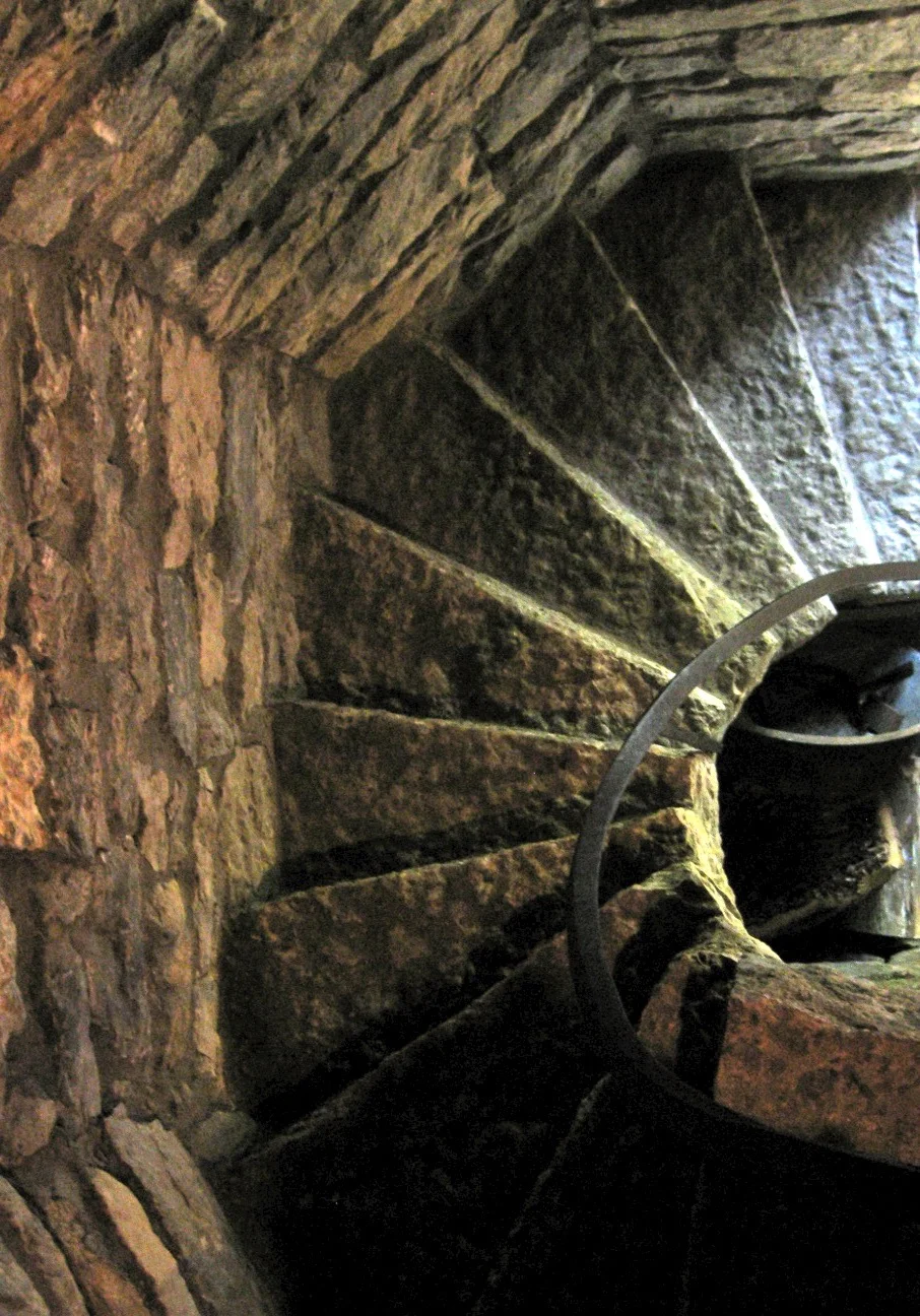 Stone Spiral Staircase to Second Floor