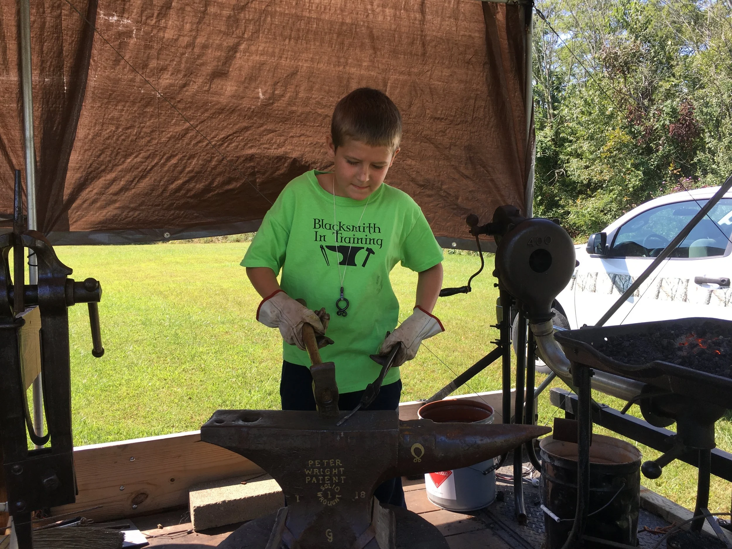 Young Hayden is Blacksmith in Training in September 2017.
