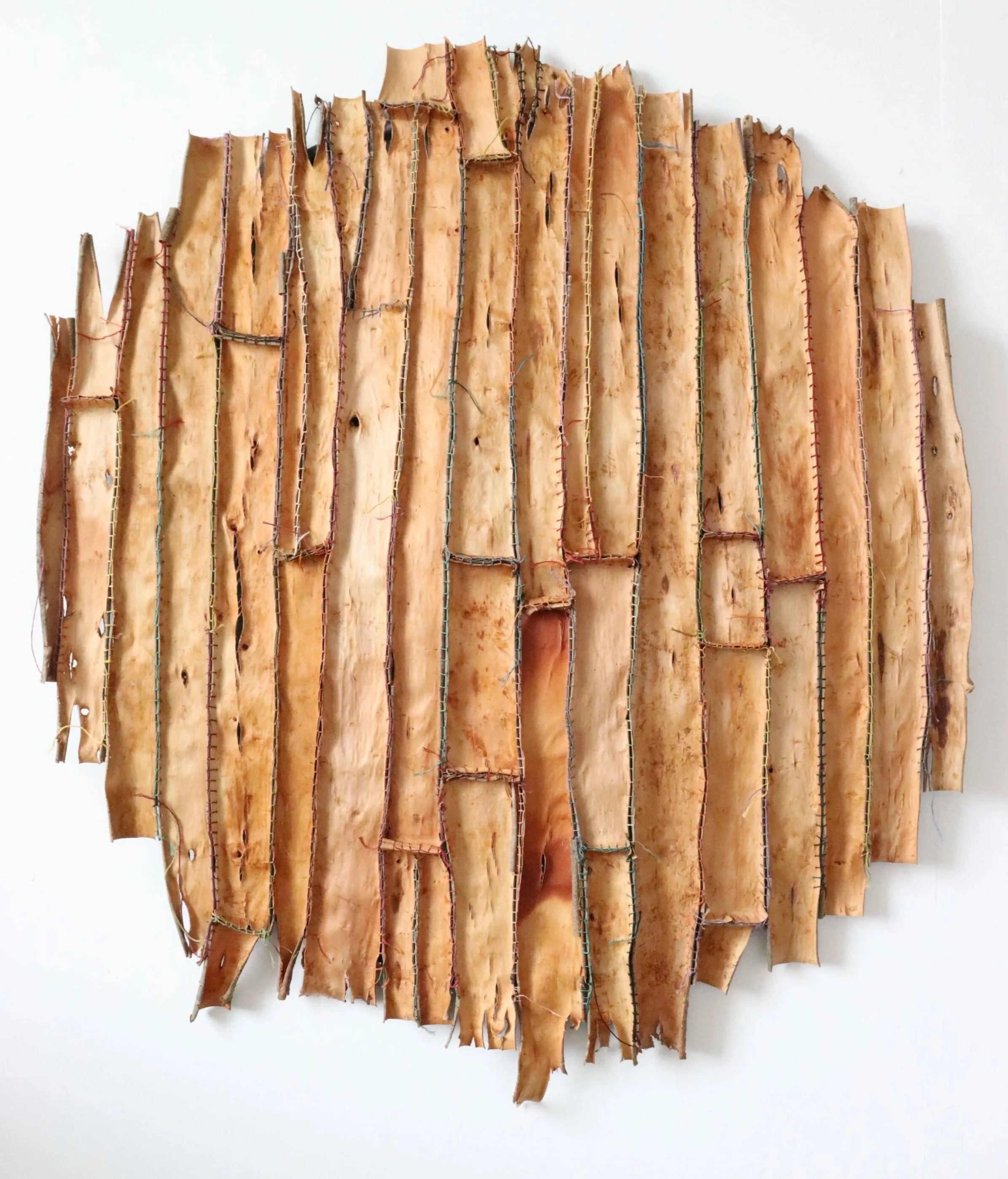 Willow bark stitched with cotton thread