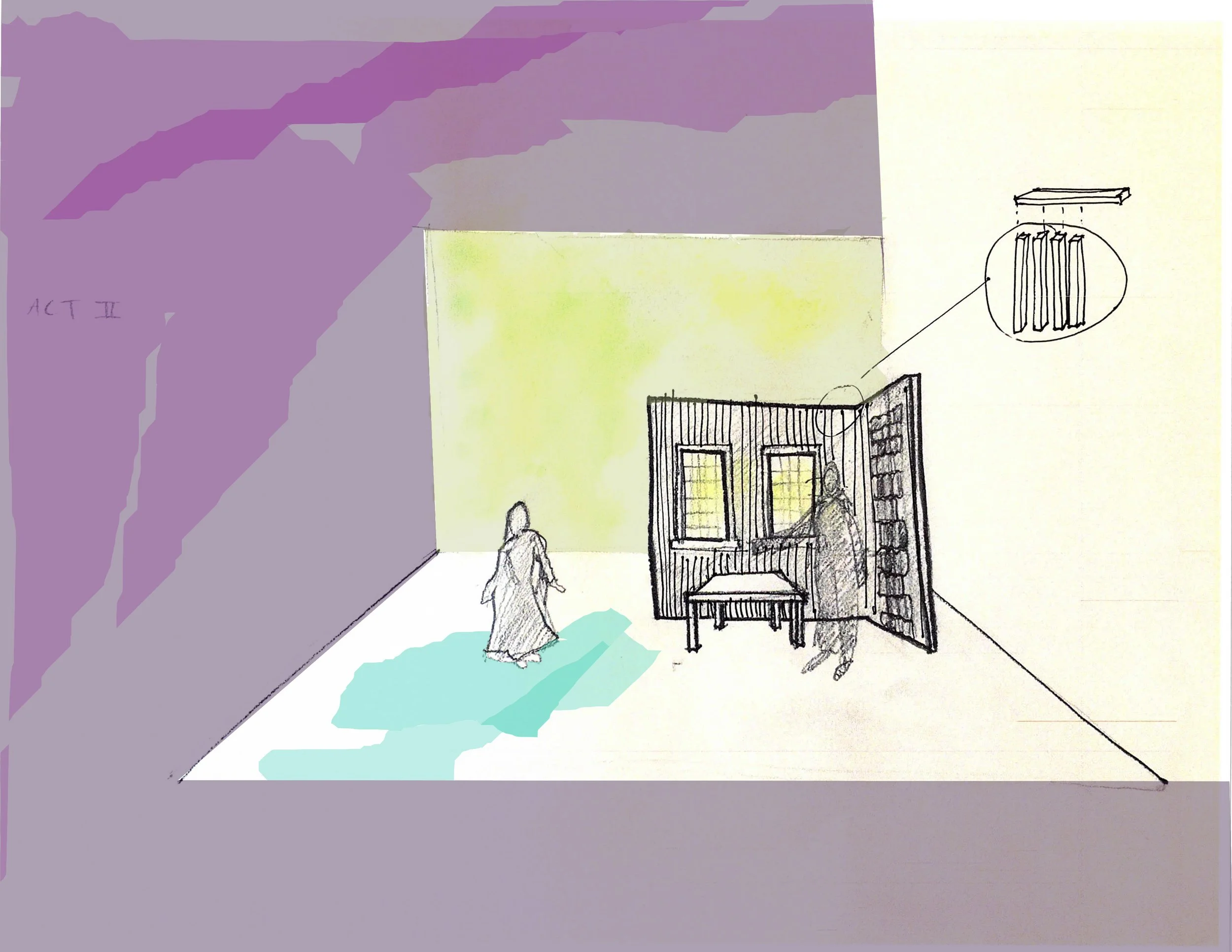 Hamlet minimal stage design lighiting atmosphere
