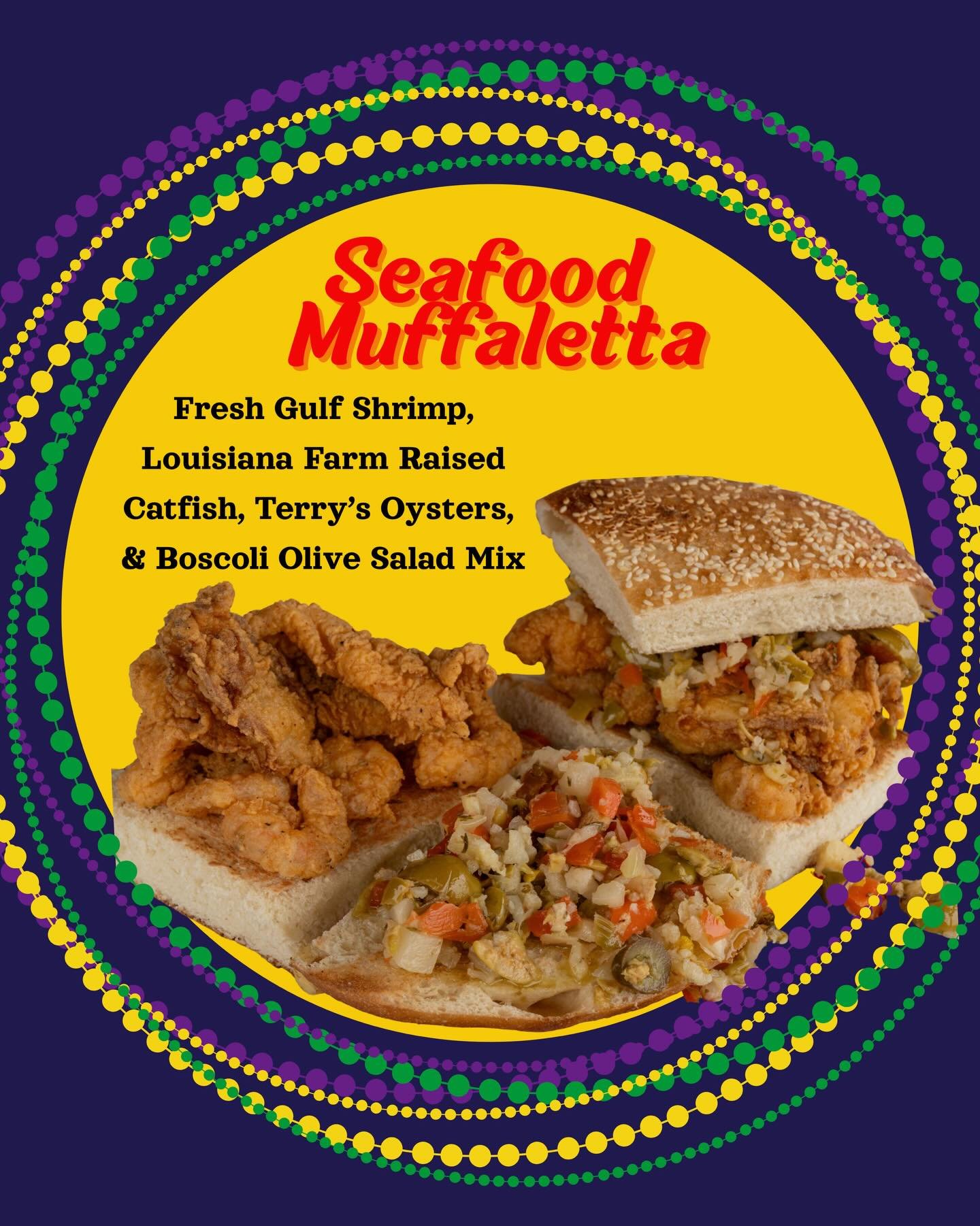 Dive into flavor! Our Seafood Muffuletta is now available!
Available at Siegen location.
#seafoodmuffuletta #poboyexpress #225batonrouge #foryou