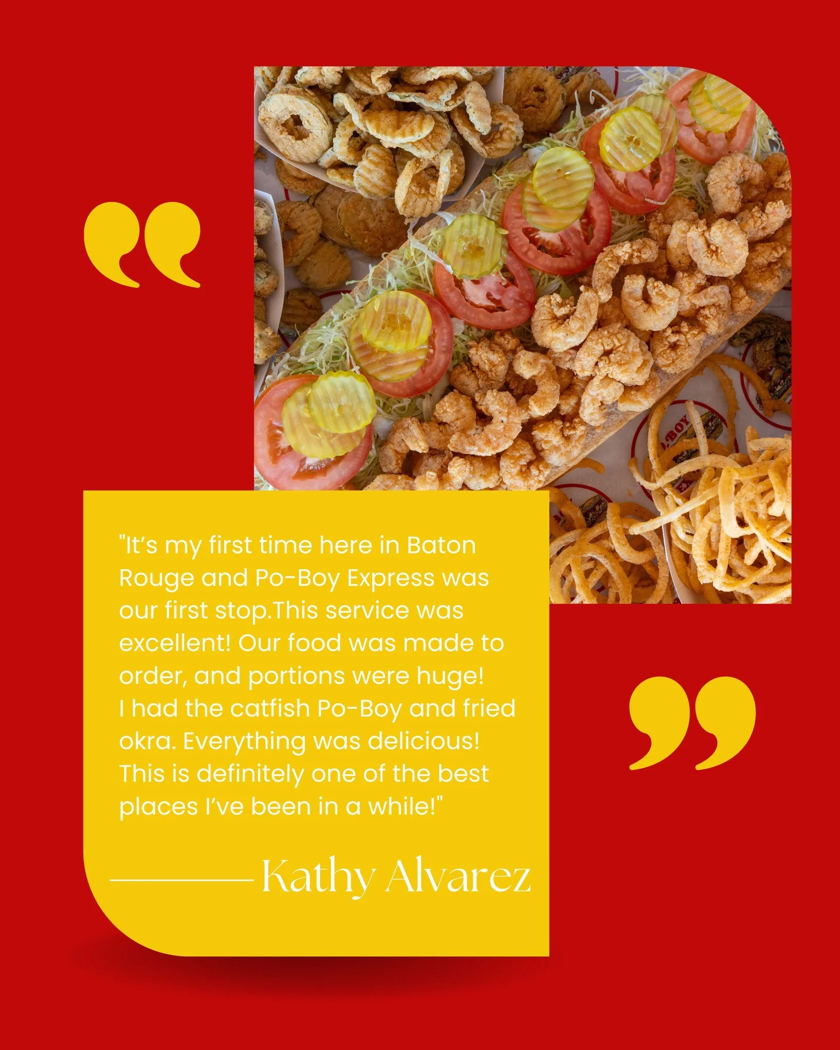 Thank you so much for your review and support! We truly appreciate every kind word and every customer who chooses to eat with us. Y&rsquo;all are the reason we do what we do! ❤️
#PoBoyExpress #ThankYou #CustomerLove #SupportLocal #FoodieFavorites #Lo
