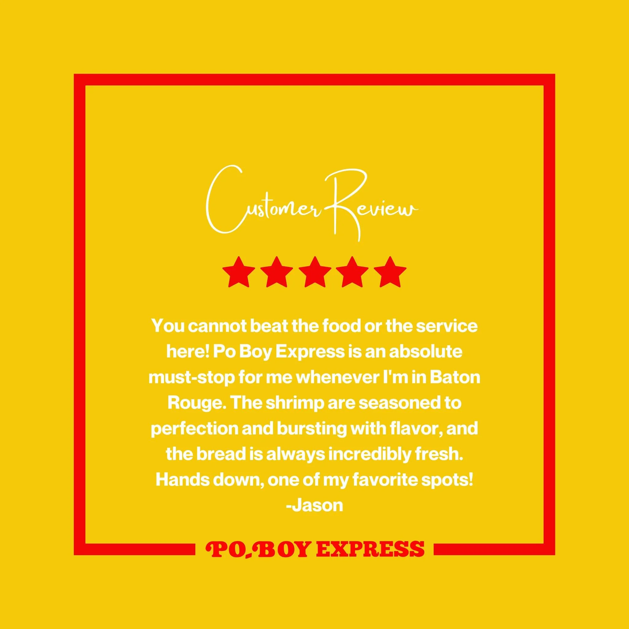 Thank you for your review! We appreciate your support and look forward to serving you again soon. ❤️💛
#customerfeedback #customerappreciation #louisianaeats #poboyexpress #225batonrouge