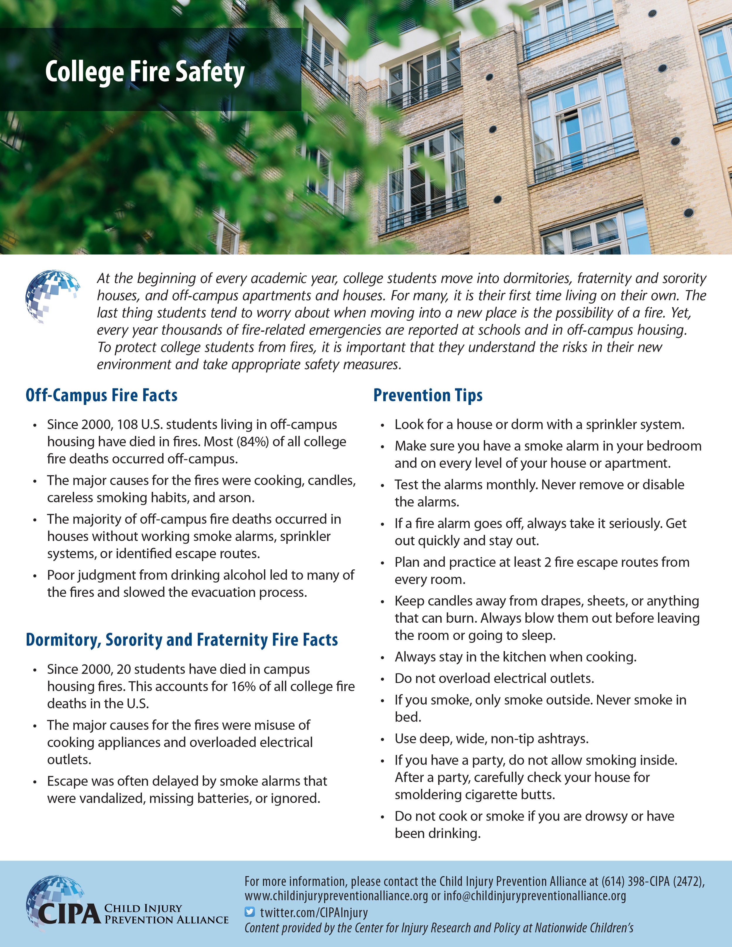 College Fire Safety — Child Injury Prevention Alliance