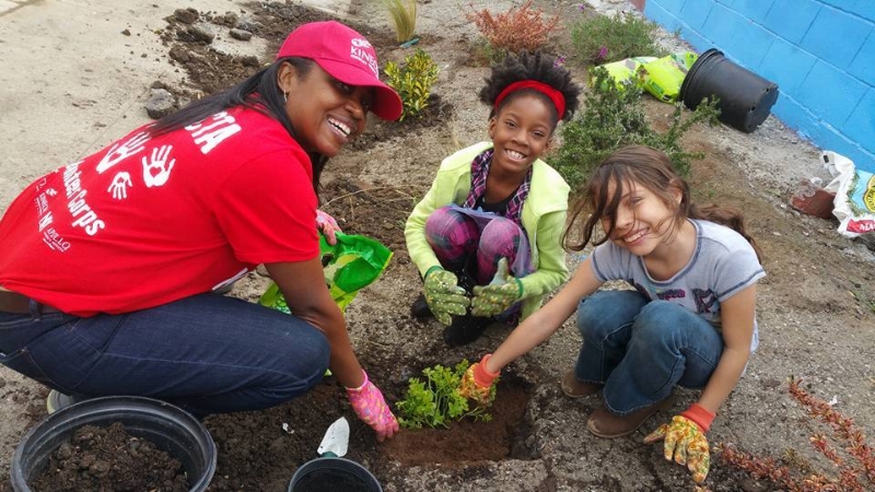 Planting drought tolerant plants at the Al Wooten Jr. Heritage Center - MLK Day 2016