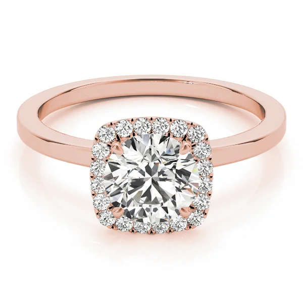 Round Cushion Halo Solitaire in 18k Rose Gold