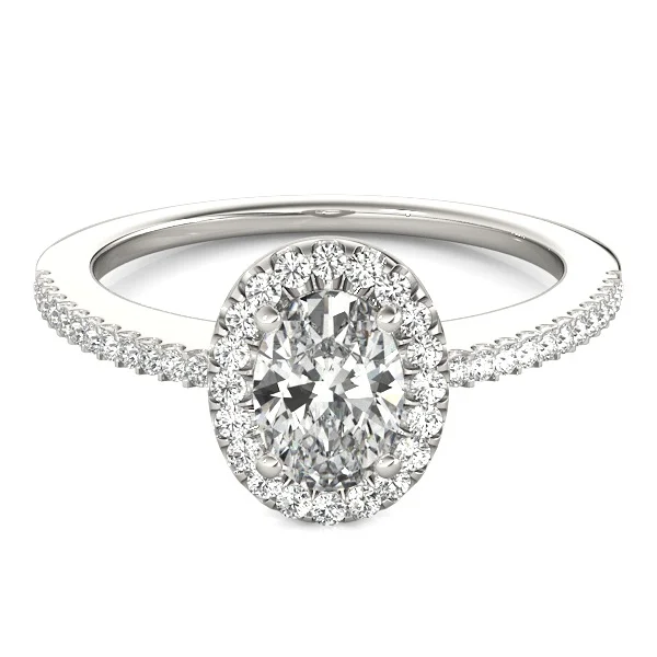 Oval Halo Pave in 18k White Gold