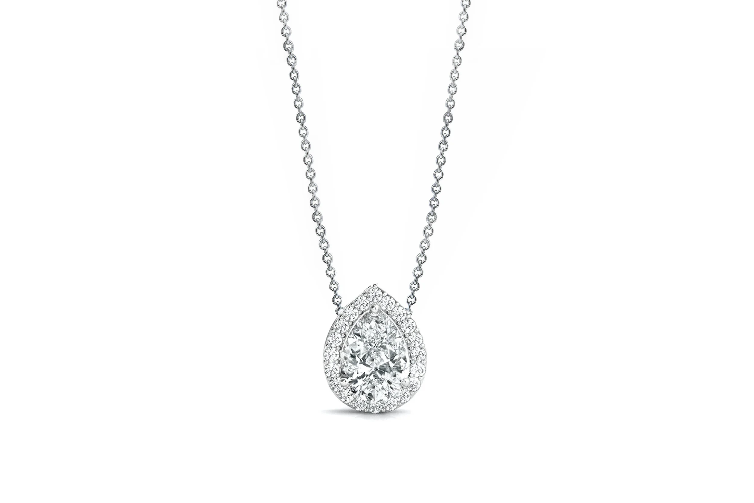 .60cttw Pear-Shape Solitaire Halo Diamond Pendant 