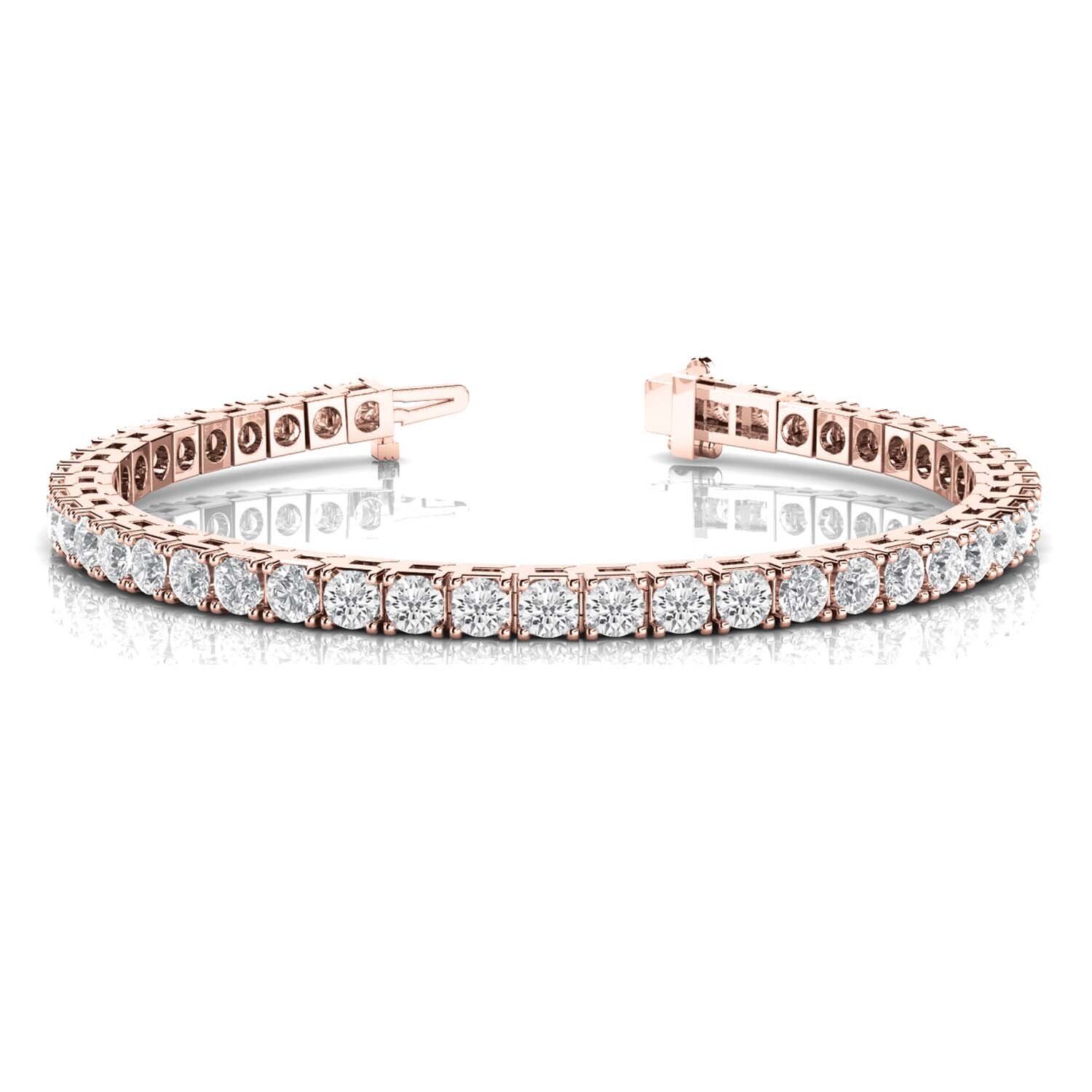 Rose Gold Diamond Bracelet In Line Prong Set