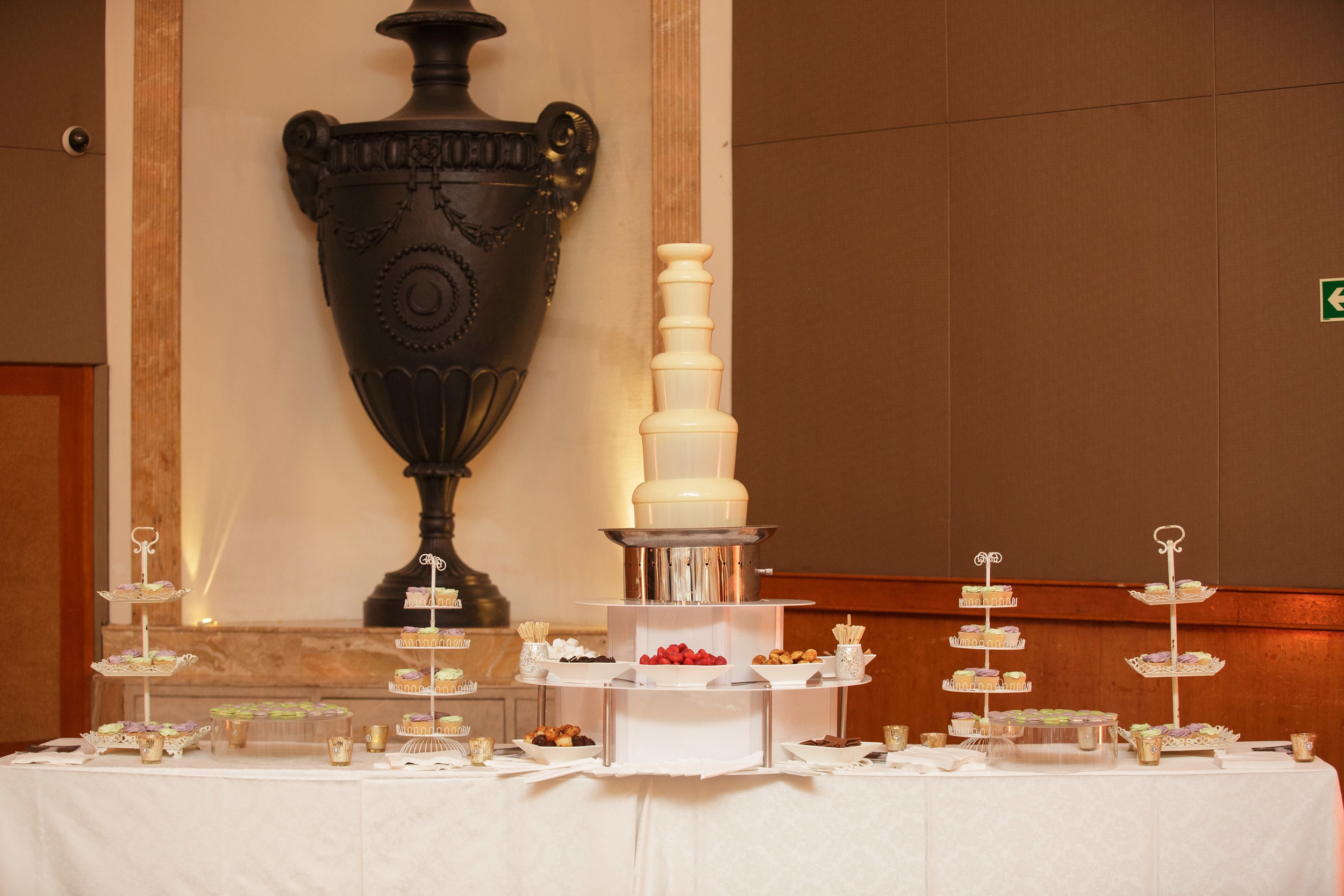 A Sweet Tooth Table with a White Chocolate Fountain