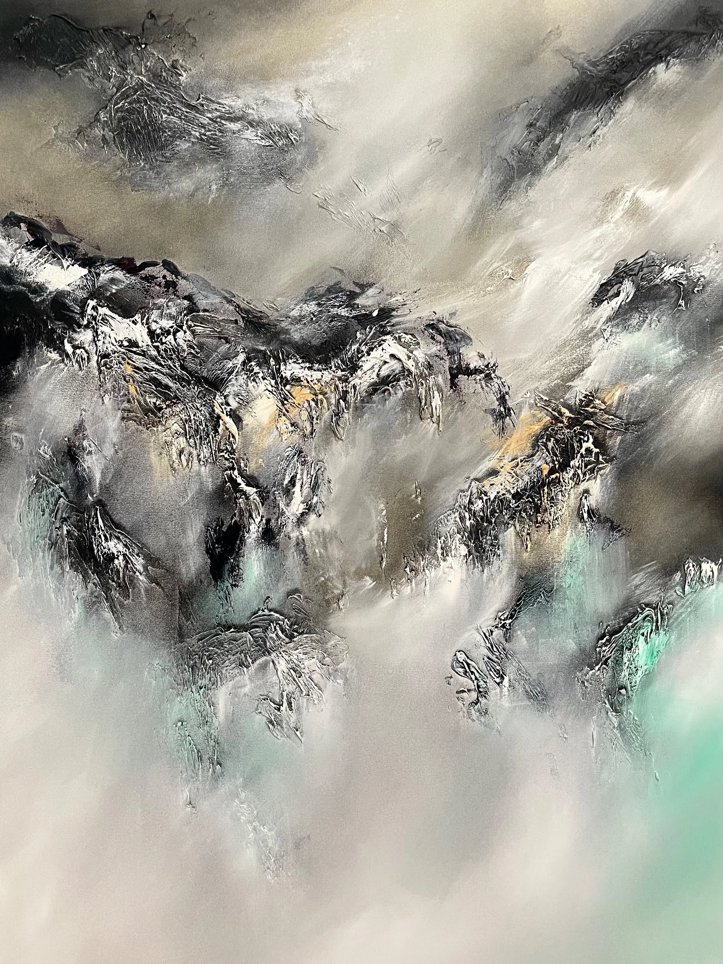 Lyrical abstraction oil painting by artist Julien Airault on display at Galerie Sarto Paris 7