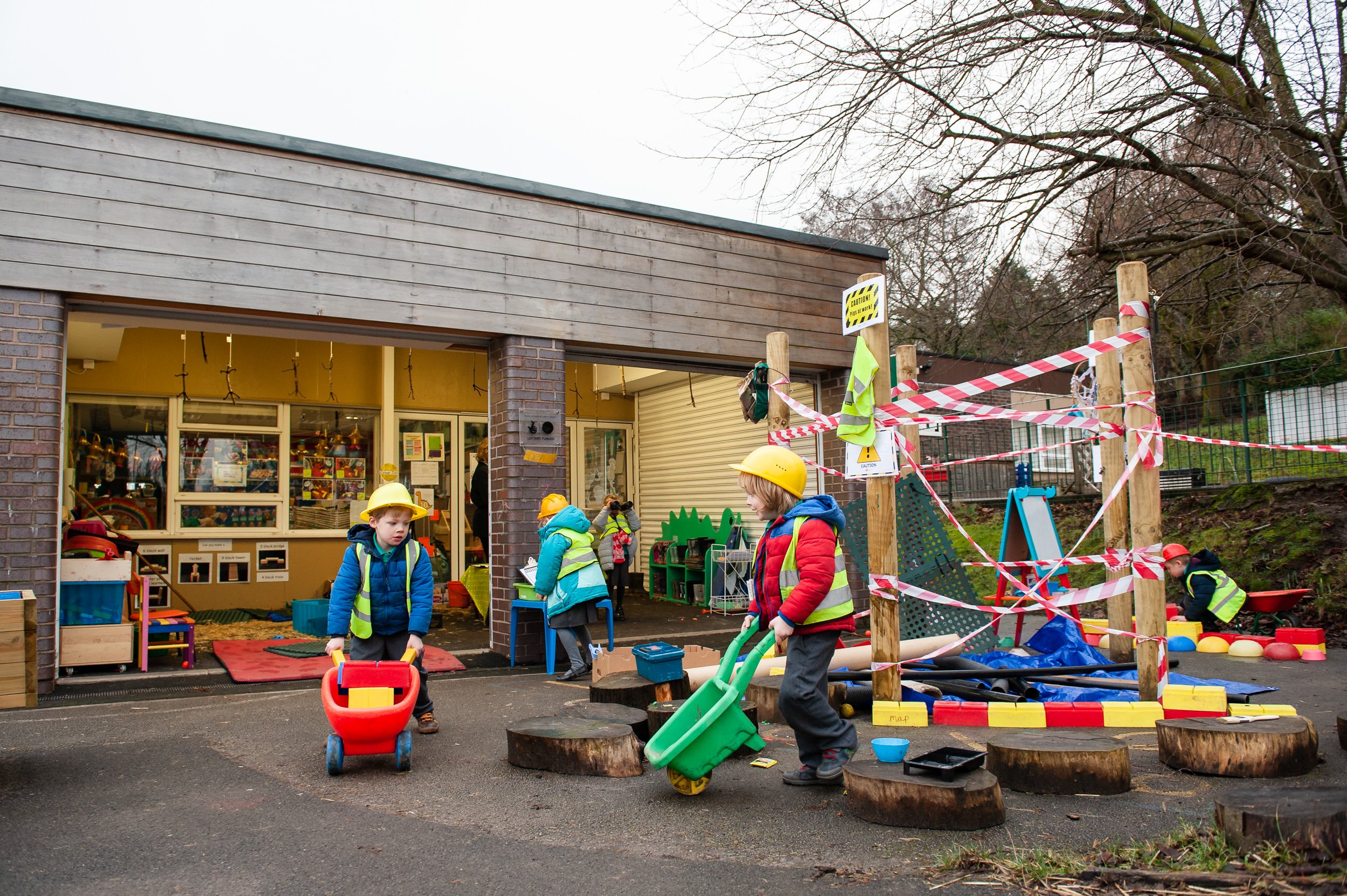 children playing with construction toys, cheshire primary school