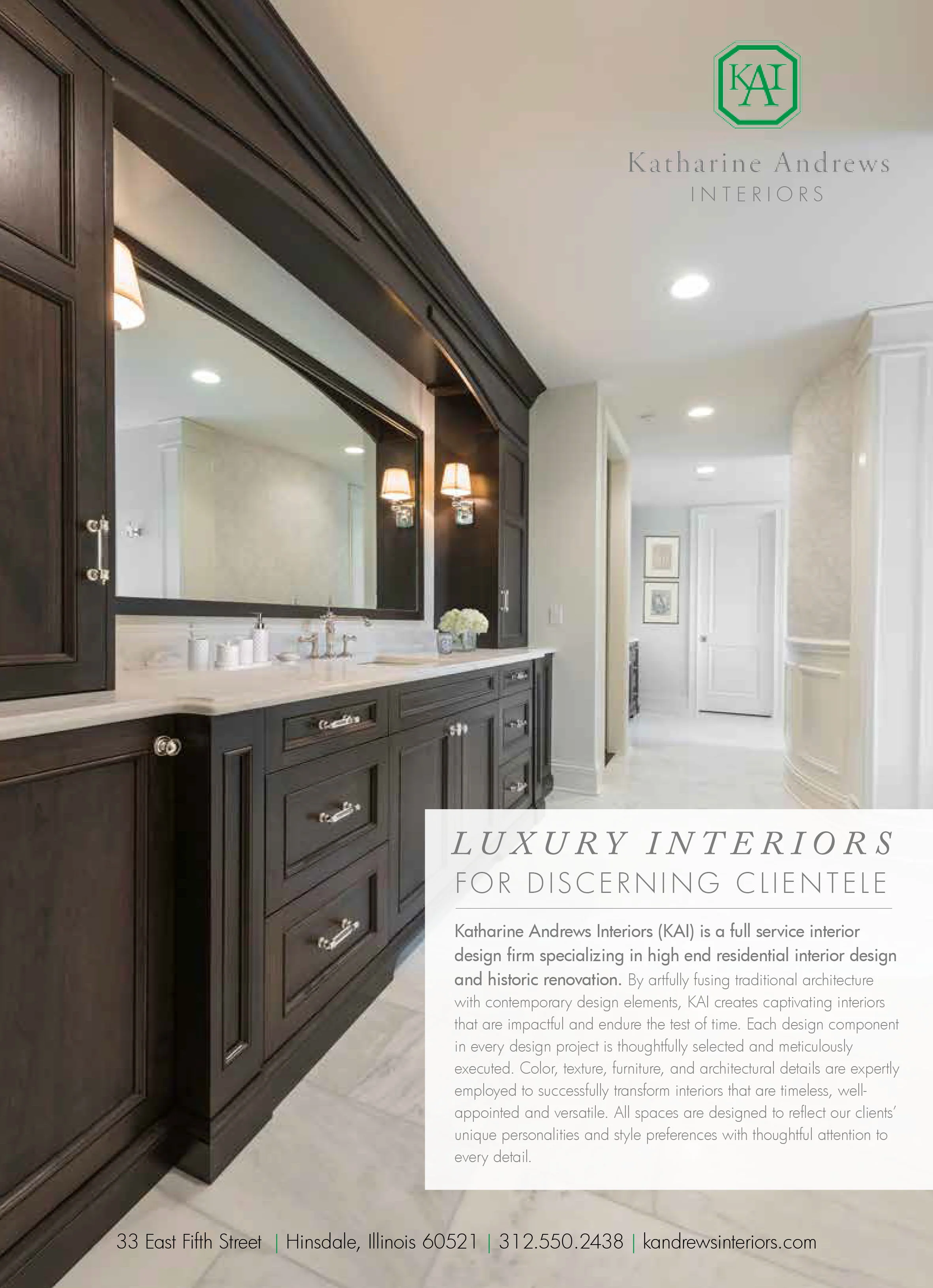 Katharine Andrews Interiors, LLC - Advertisement in Hinsdale Living's Home & Design Fall 2017 Issue (No. 68, October 2017)
