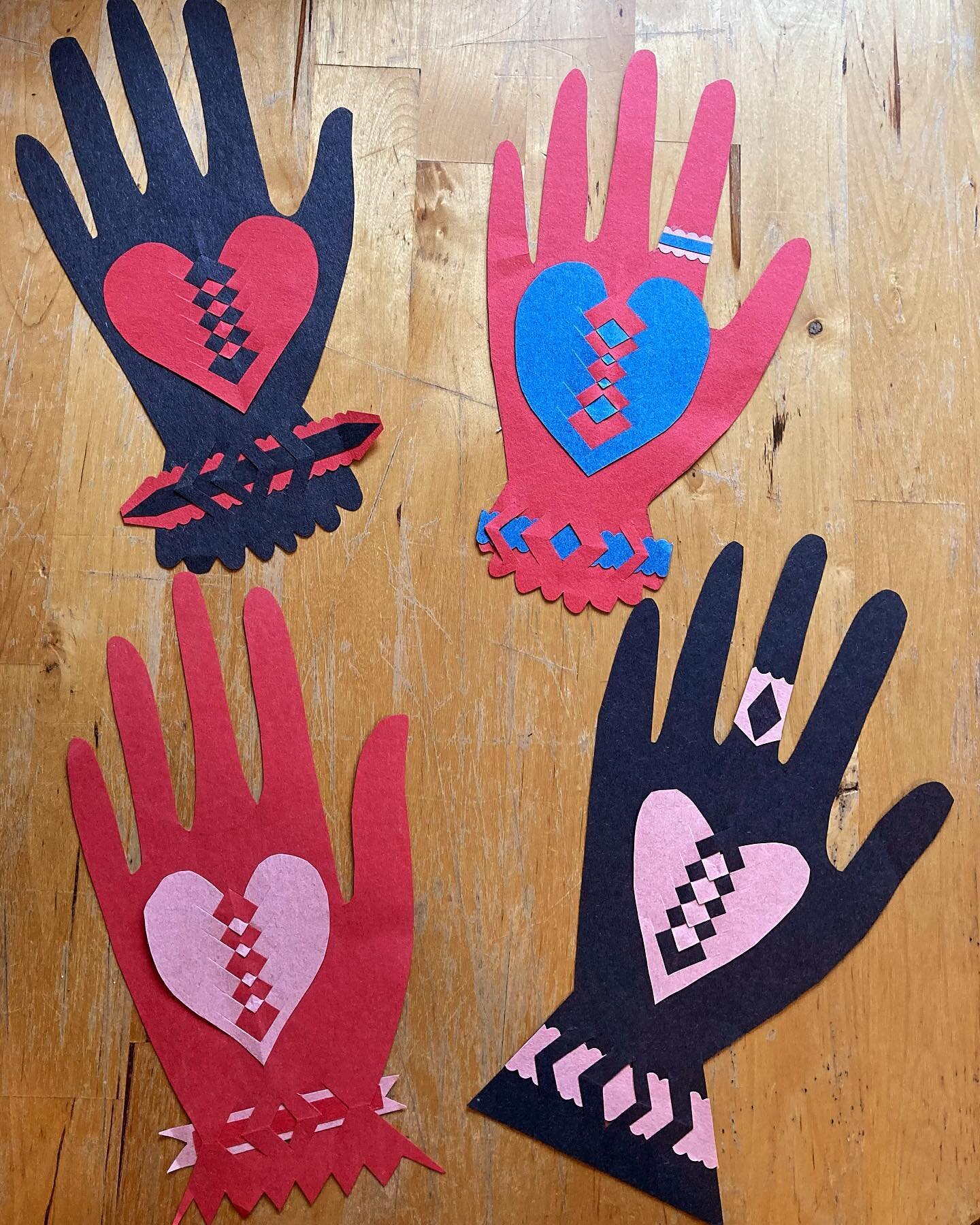 Happy Valentine&rsquo;s Day from these sweet folk art hands I made a few years ago and re-discovered. 
There are so many hands and hearts in folk art and I could live in that symbolism forever.