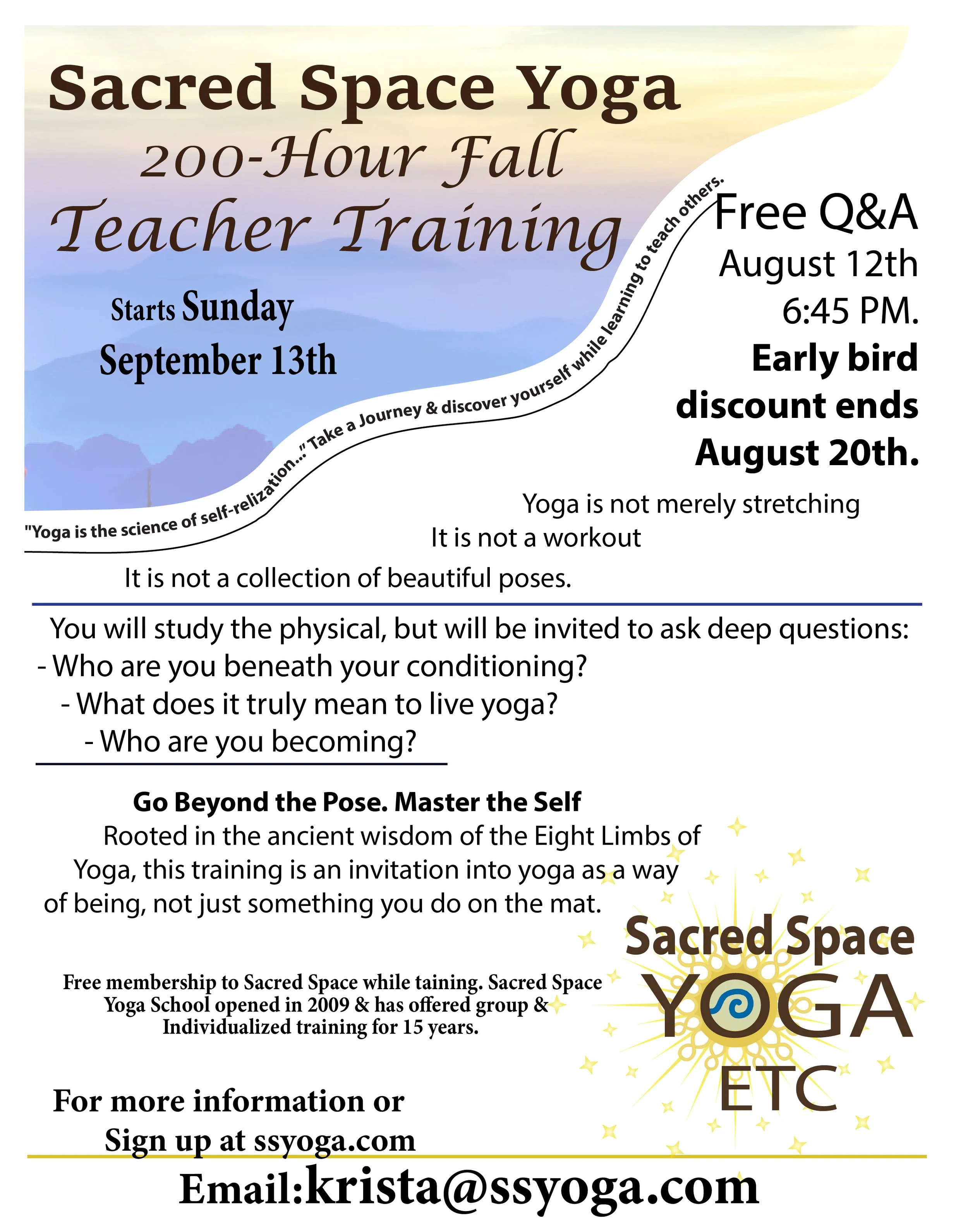 Fall Yoga Teacher Training
