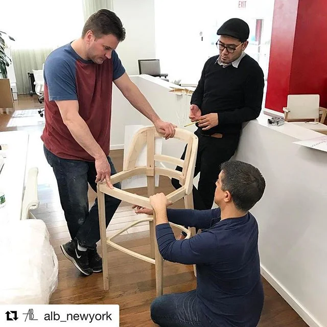 Behind the scenes photo of @alb_newyork working on our client's custom kitchen stools! #Repost from @alb_newyork with @repostapp
・・・
Going over a project for @forehand_lakedesign #alb #newyork #custom #upholstery #furniture #curtains #madeinamerica #interiordesign #architecture #albehindthescenes #albworkroom