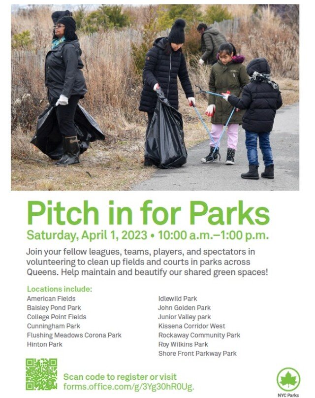 Please join us and @nycparks in FMCP and across the borough on Saturday, April 1 as we work to get all of our fields and courts ready for the season ahead! Its a great opportunity to enjoy a spring day in your Park while helping your community! 

#vo
