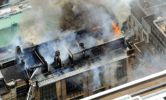The Glasgow School of Art ‘Mackintosh Building’ fire in 2014 | Photo by unknown.