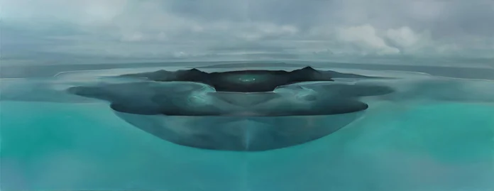 宋琨/ Song Kun, 净土风景/ Sukhavati, 2015, Oil on canvas, 140×360cm.